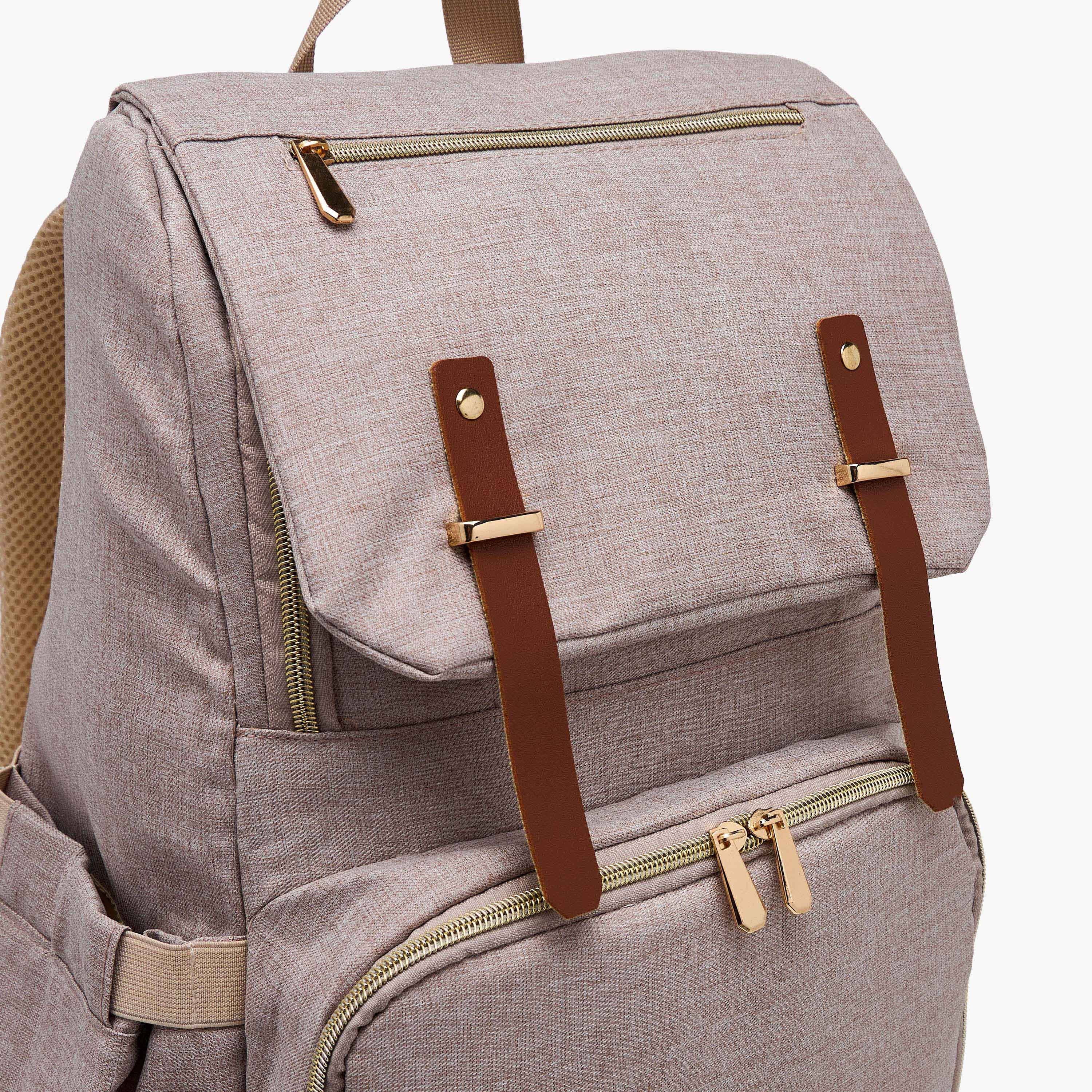 شنطة ظهر حفاضات سادة بطيّة إغلاق وحمالات قابلة للتعديل من جونيورز-baby-gear-diaperbags-image-7