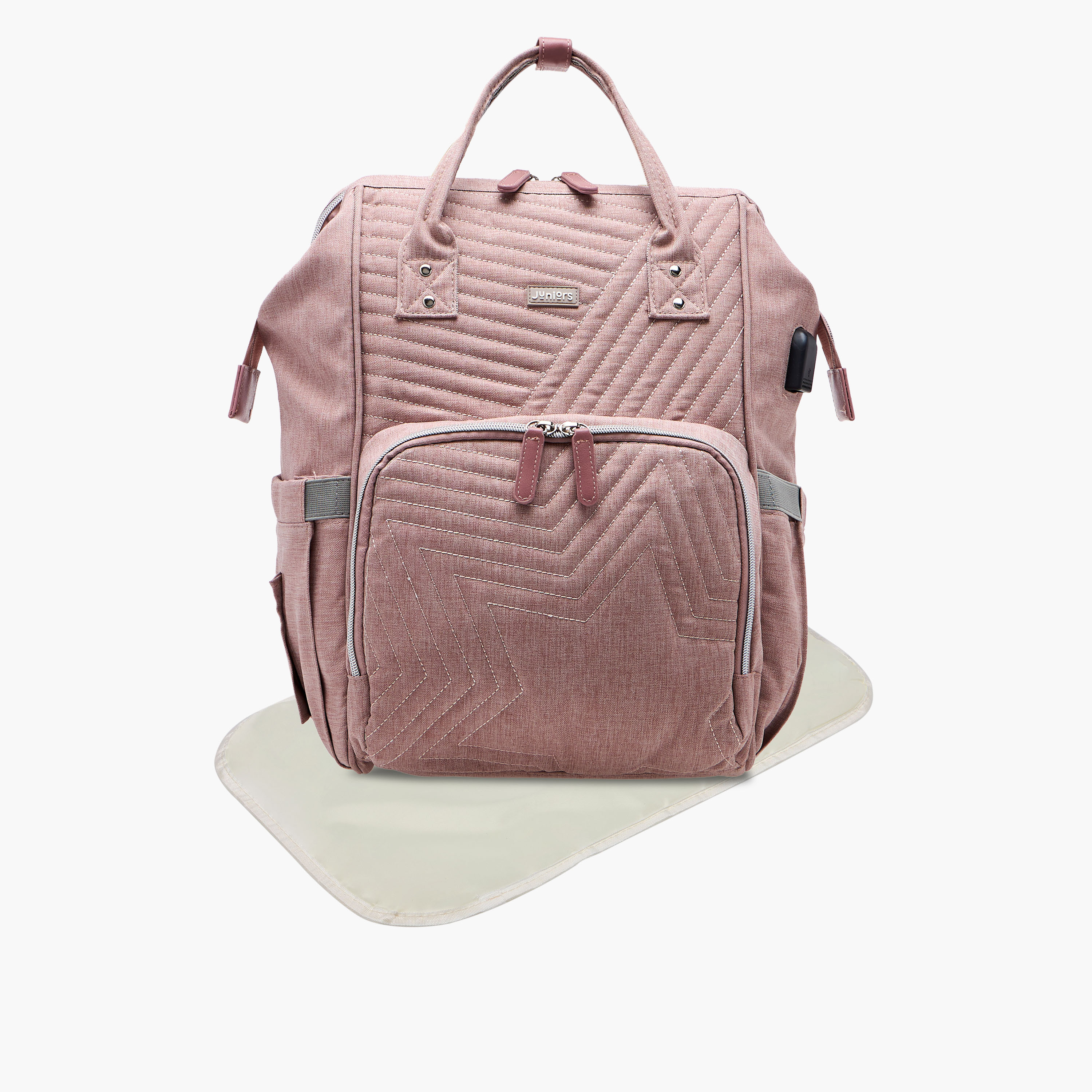 Juniors Quilted Diaper Backpack with Adjustable Straps and Zip Closure-baby-diapering-diaperbags-image-1