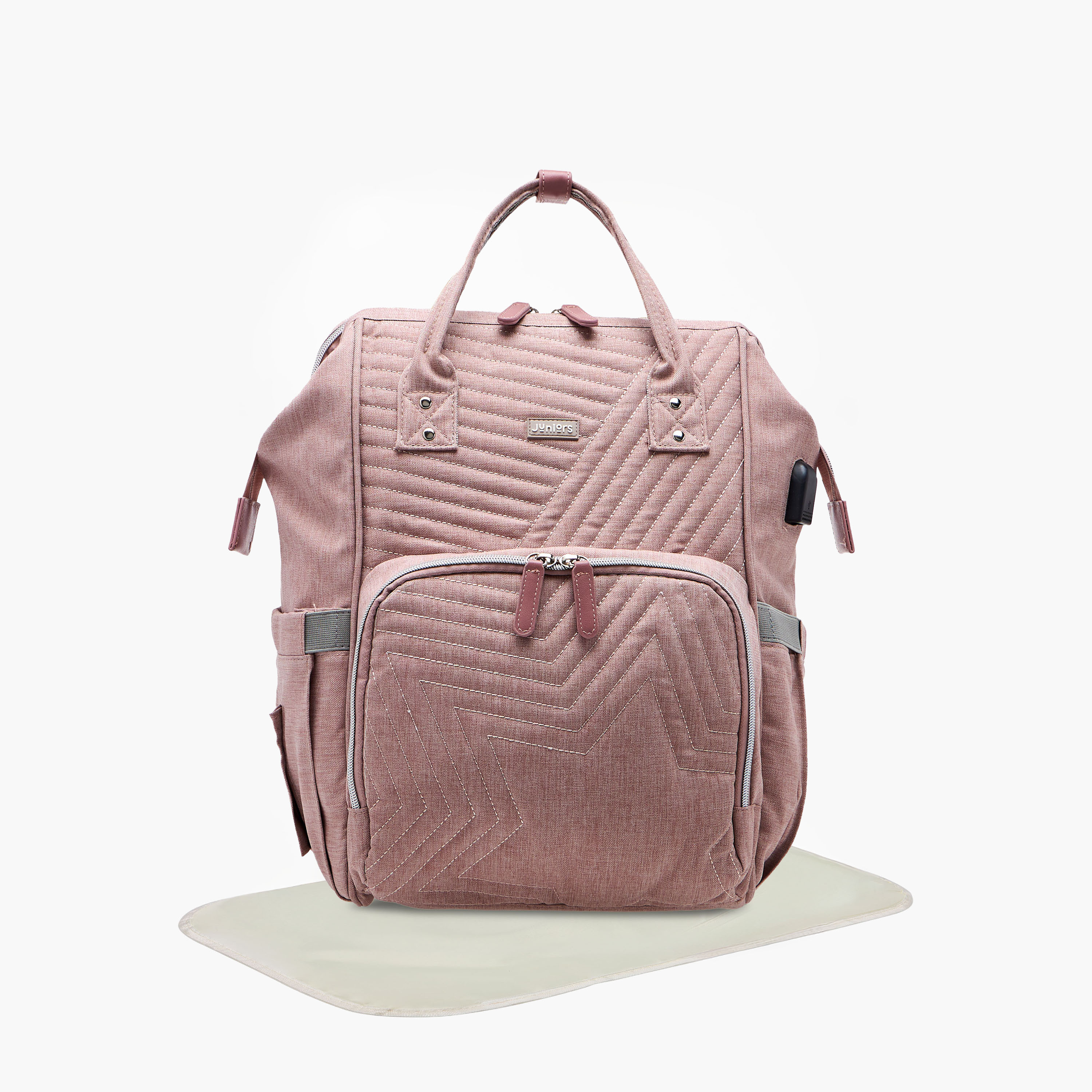 Juniors Quilted Diaper Backpack with Adjustable Straps and Zip Closure-baby-gear-diaperbags-image-1