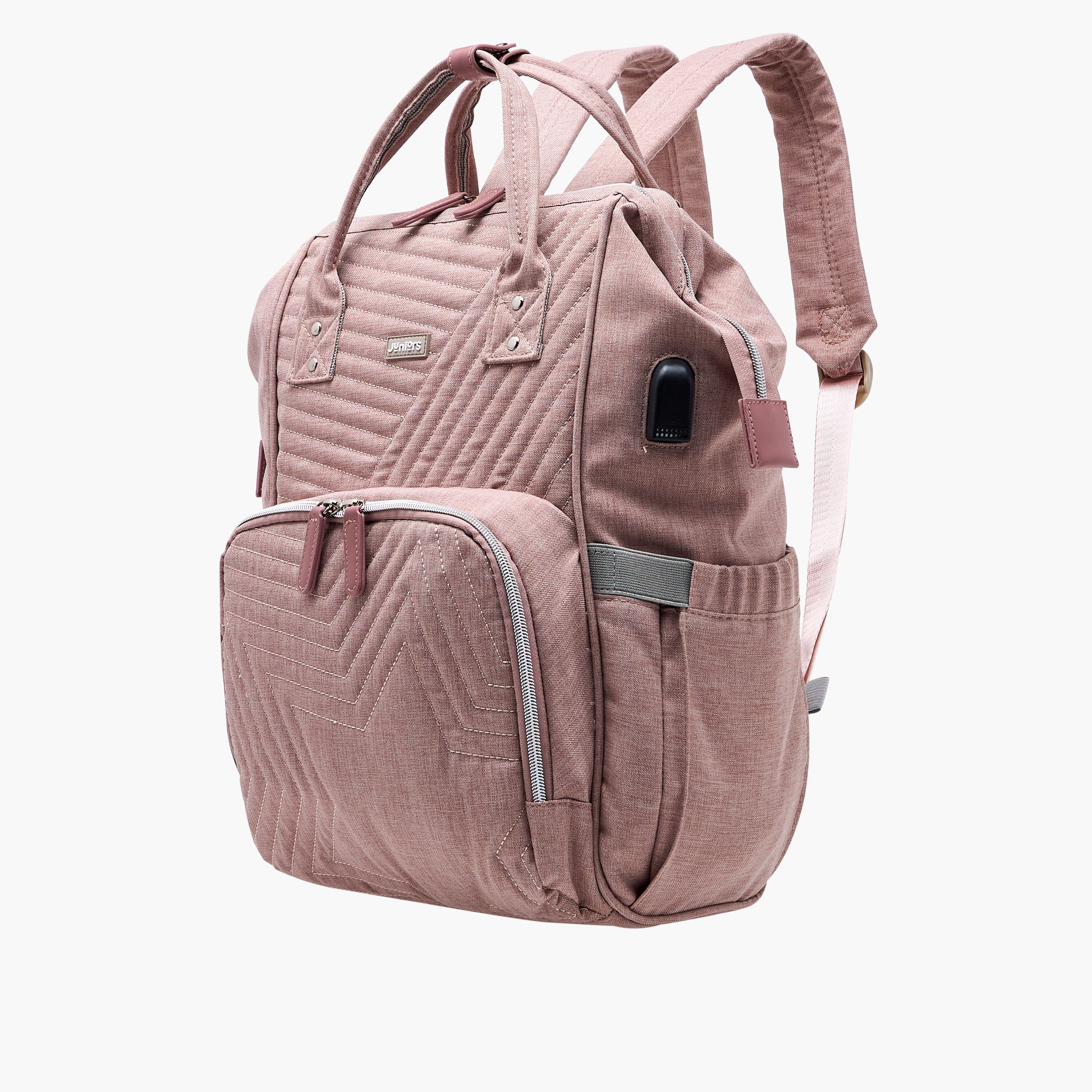 Juniors Quilted Diaper Backpack with Adjustable Straps and Zip Closure-baby-gear-diaperbags-image-4