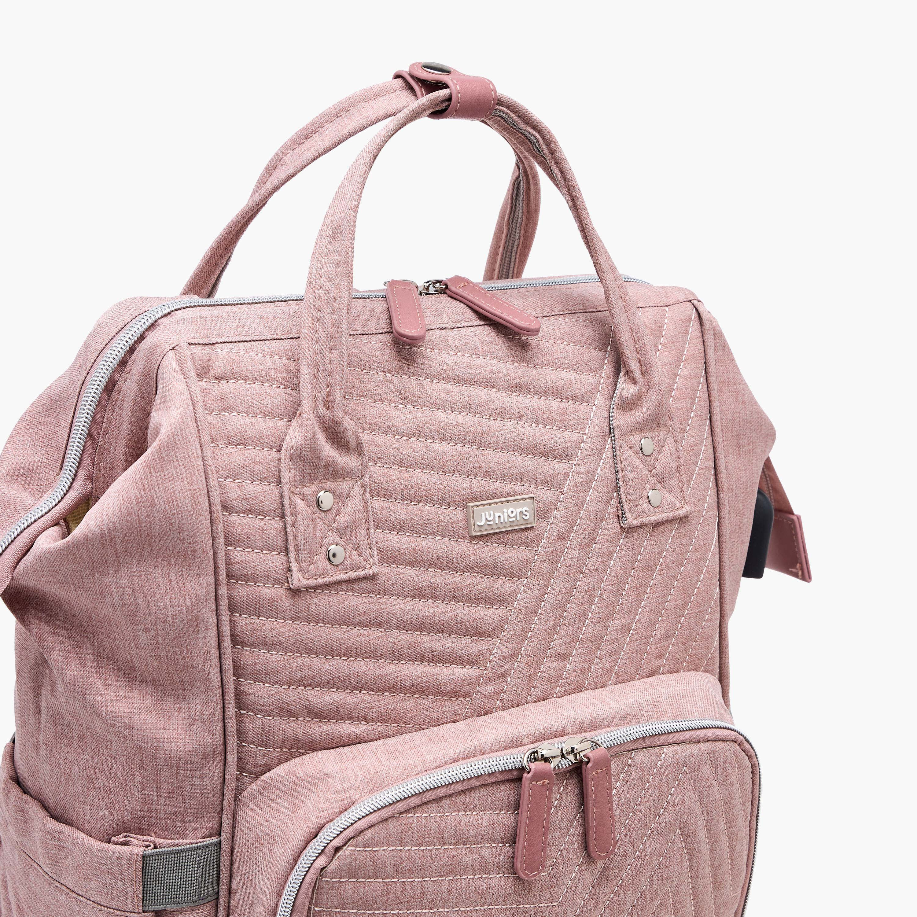 Juniors Quilted Diaper Backpack with Adjustable Straps and Zip Closure-baby-gear-diaperbags-image-7