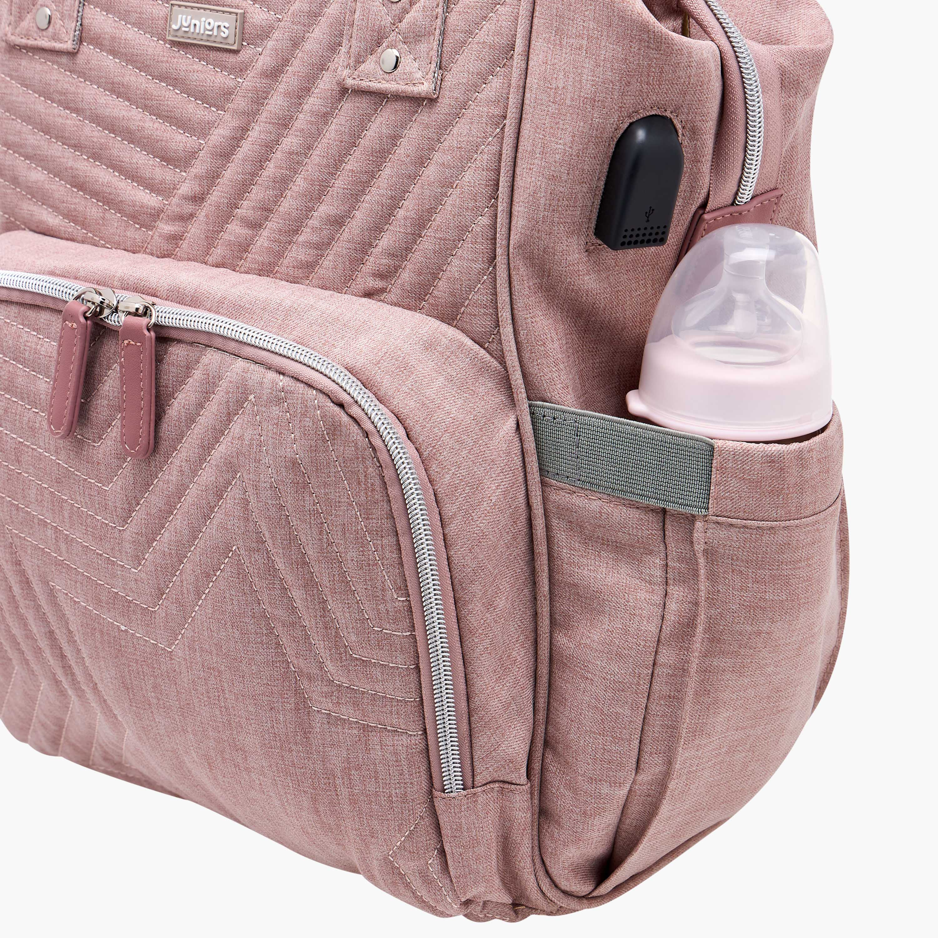 Juniors Quilted Diaper Backpack with Adjustable Straps and Zip Closure-baby-diapering-diaperbags-image-8