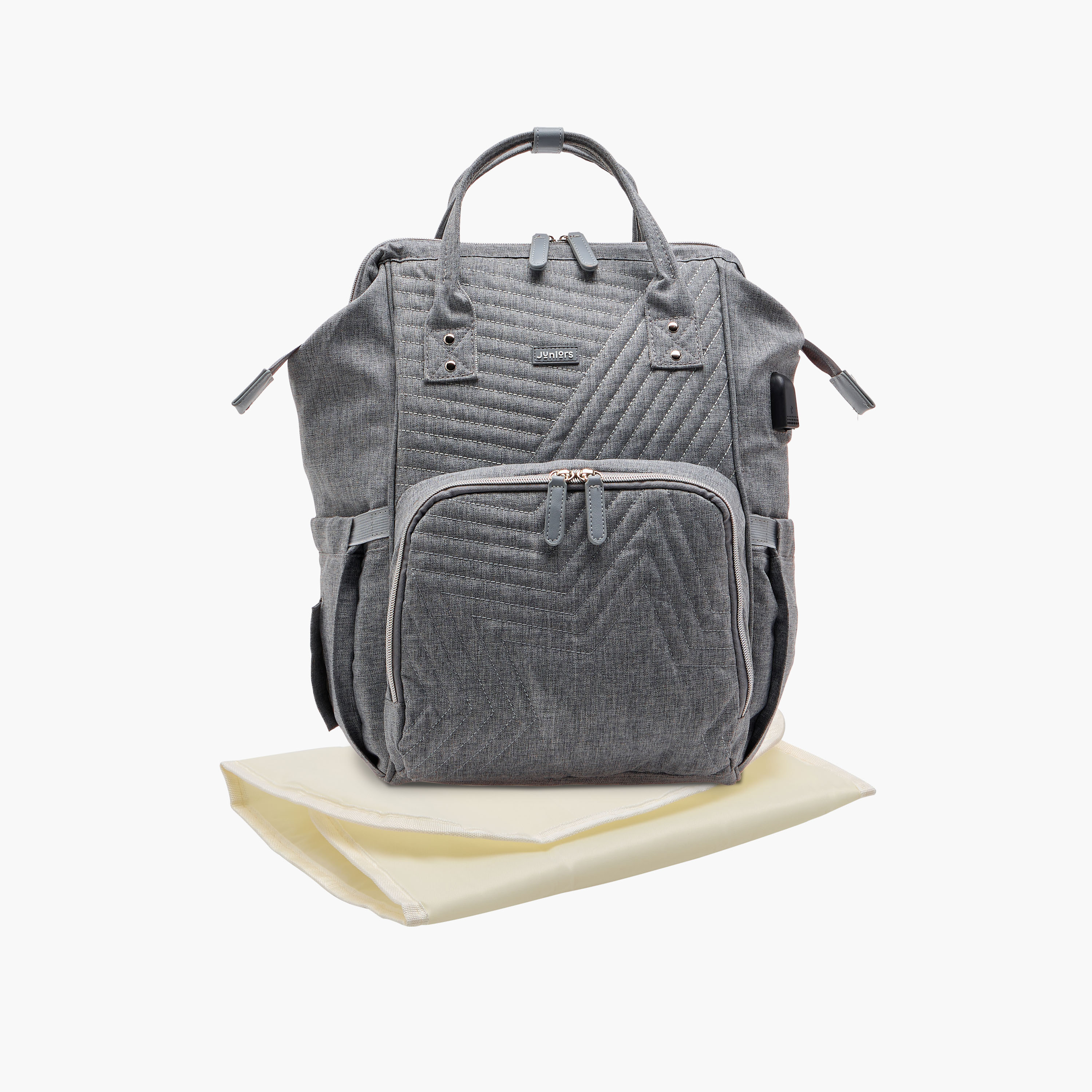 Juniors Solid Diaper Backpack with Adjustable Straps and Zip Closure-baby-gear-diaperbags-image-1