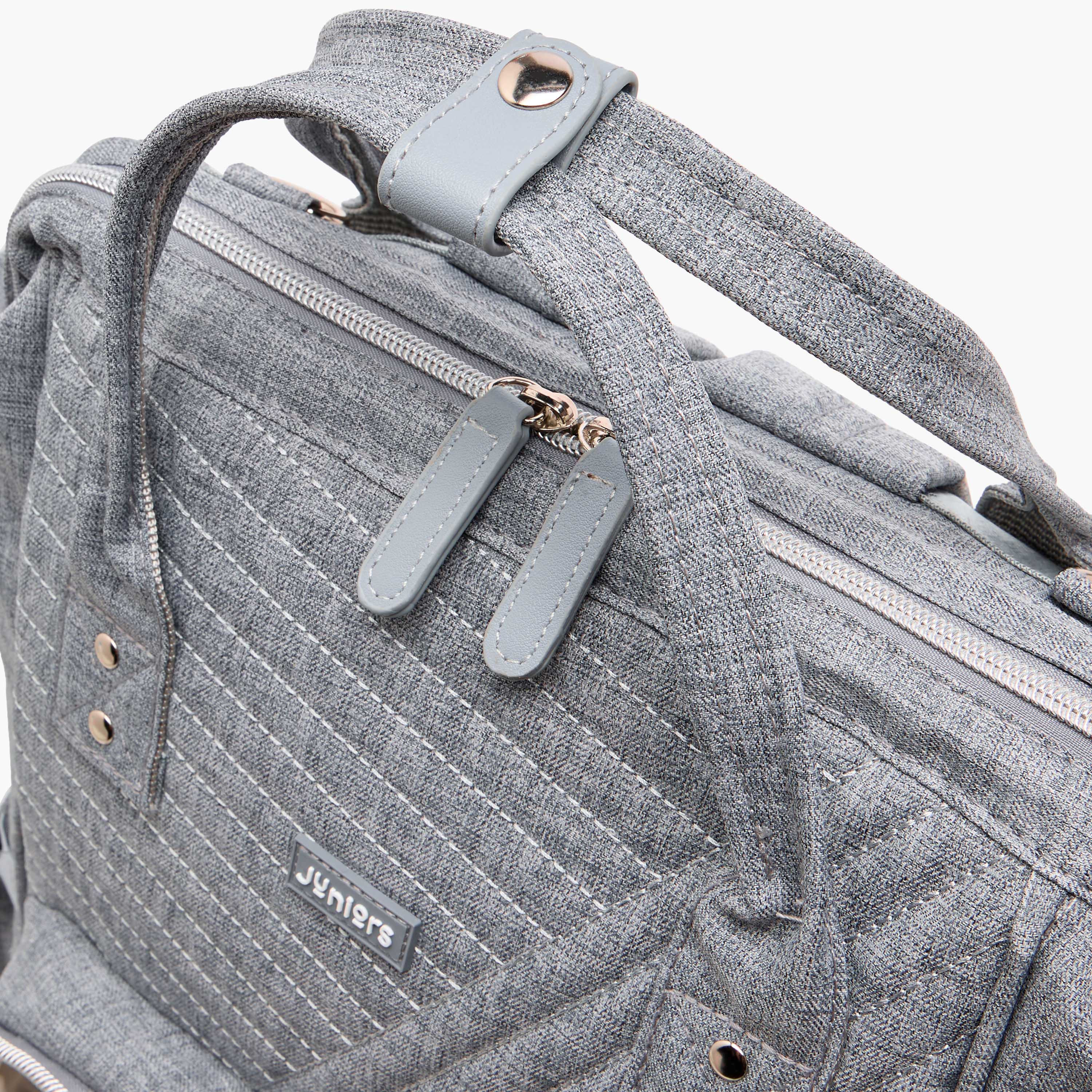 Juniors Solid Diaper Backpack with Adjustable Straps and Zip Closure-baby-gear-diaperbags-image-11