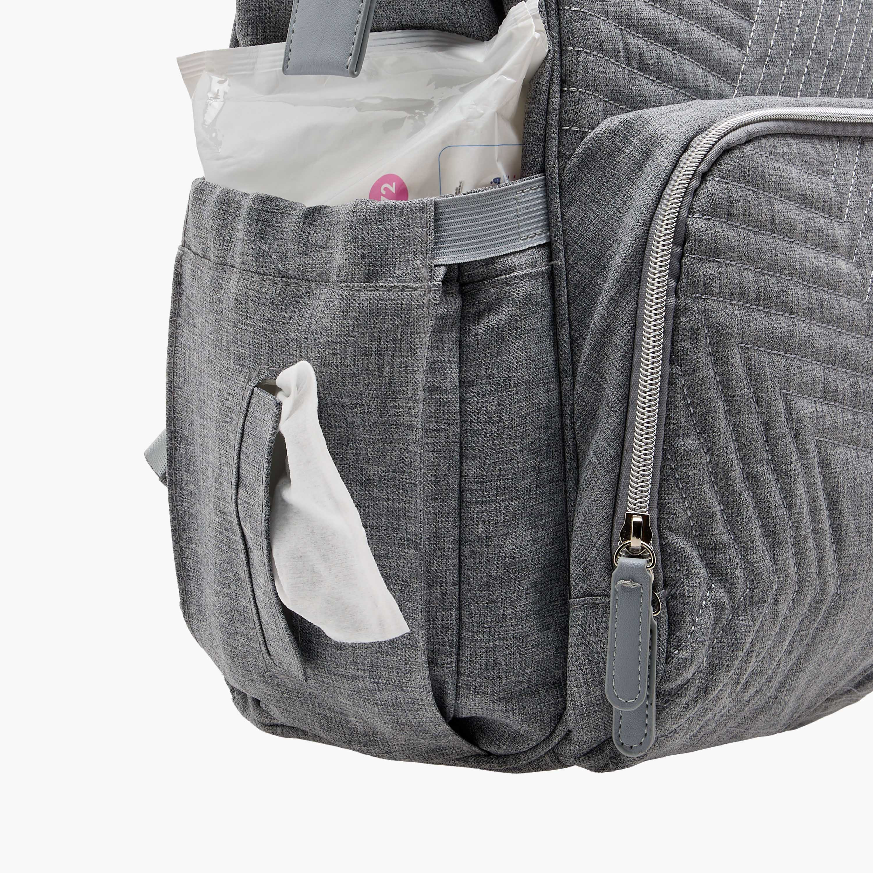 Juniors Solid Diaper Backpack with Adjustable Straps and Zip Closure-baby-gear-diaperbags-image-13