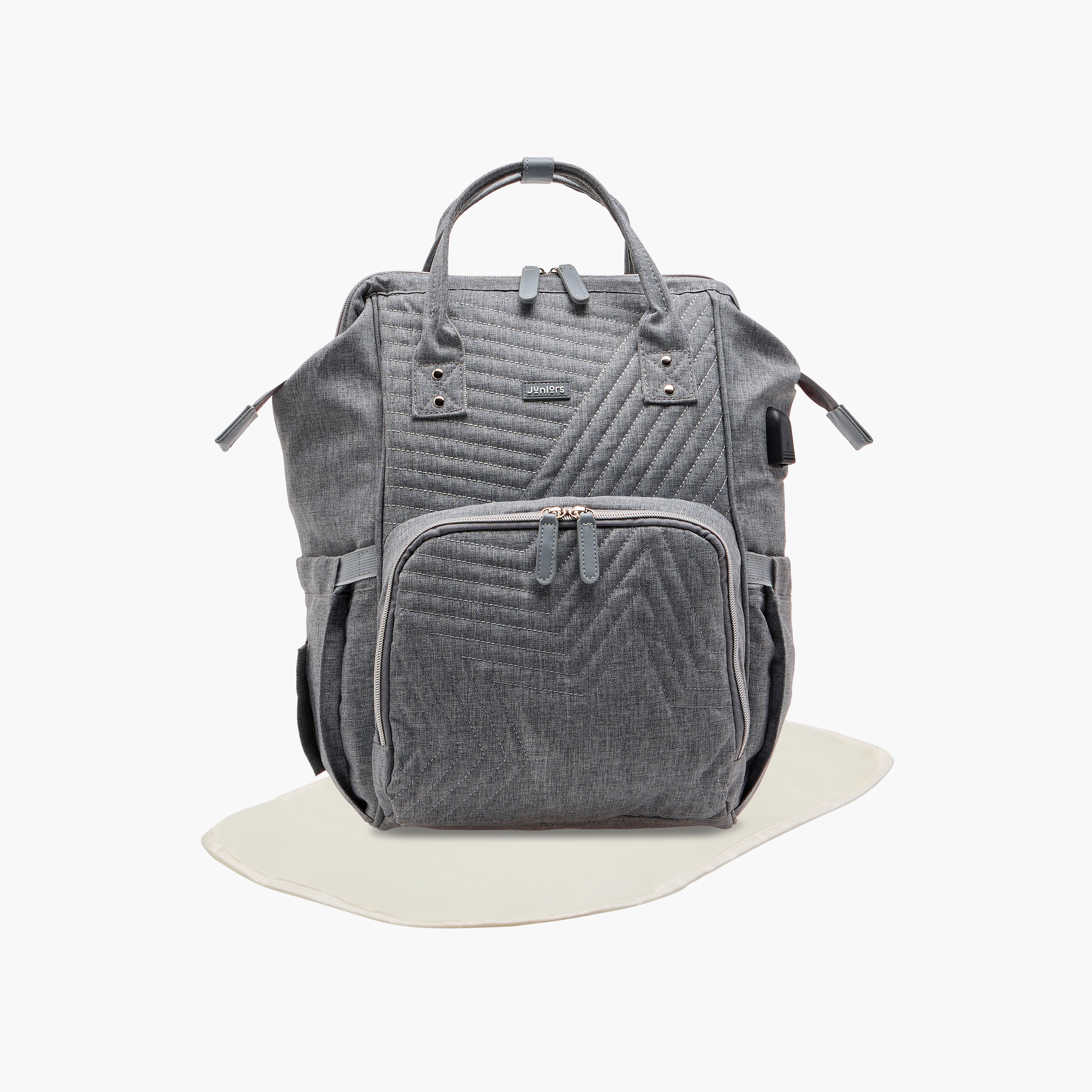Juniors Solid Diaper Backpack with Adjustable Straps and Zip Closure-baby-gear-diaperbags-image-3