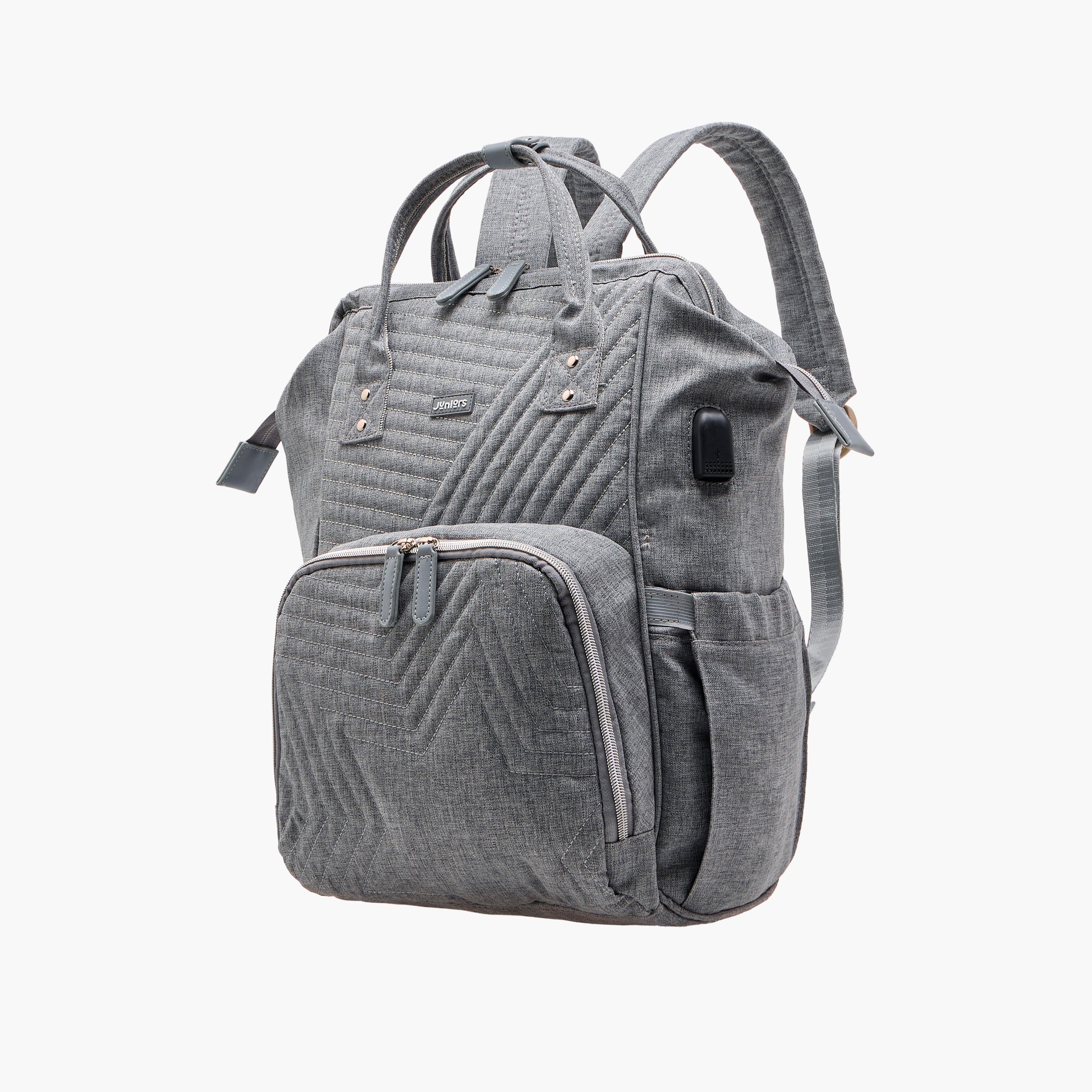 Juniors Solid Diaper Backpack with Adjustable Straps and Zip Closure-baby-gear-diaperbags-image-4