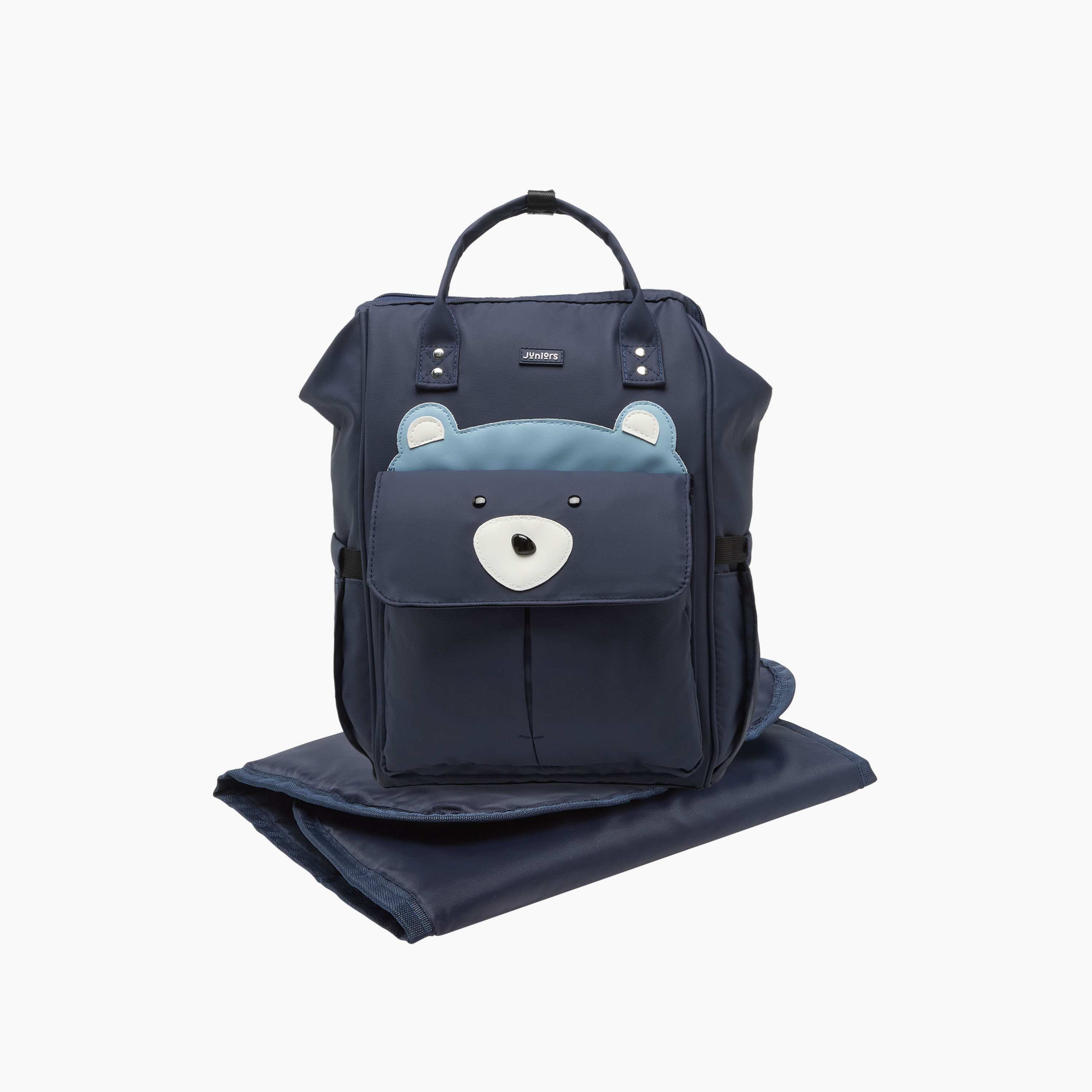 Juniors Bear Applique Diaper Backpack with Adjustable Straps and Zip Closure-baby-gear-diaperbags-image-3