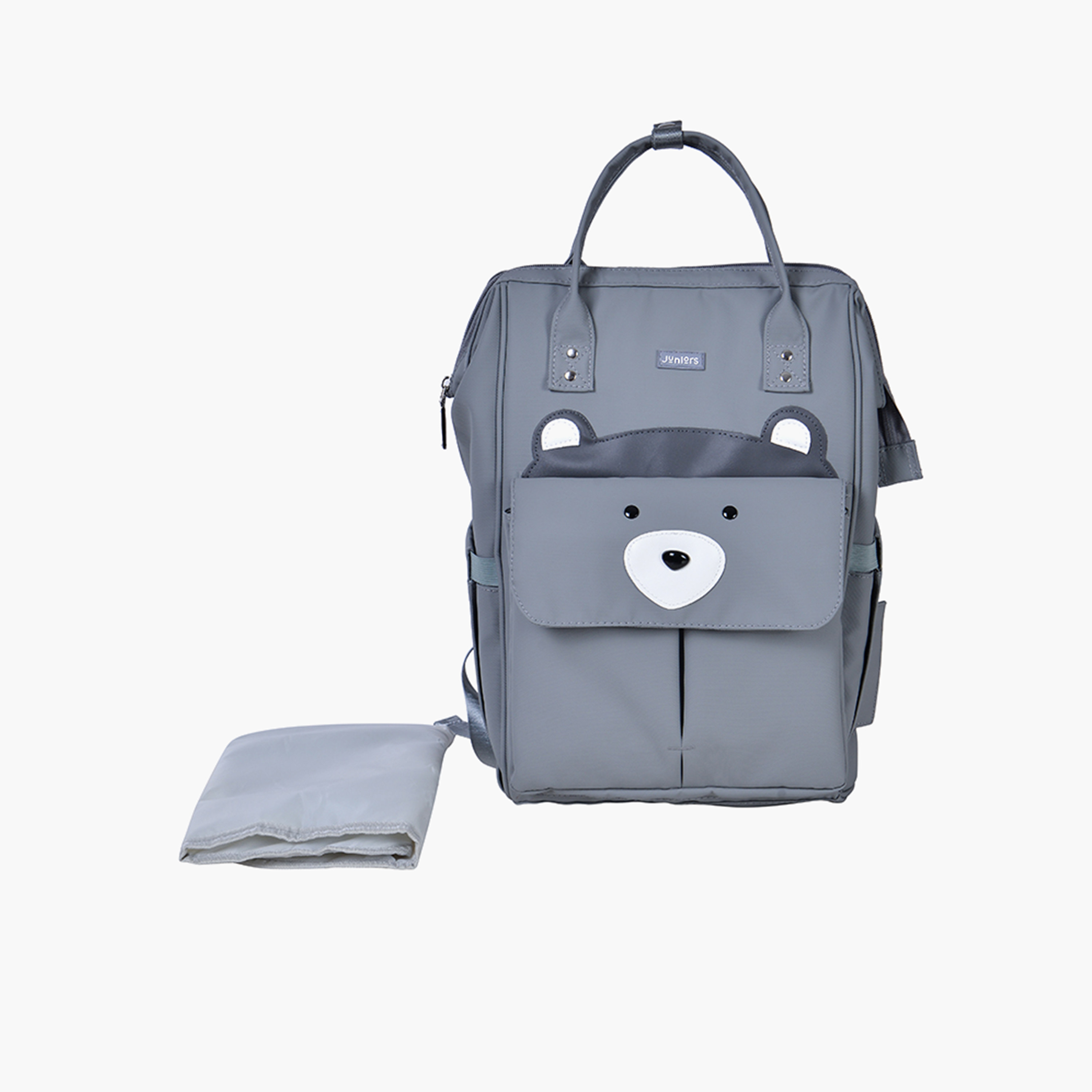 Juniors Bear Applique Diaper Backpack with Adjustable Straps and Zip Closure-baby-diapering-diaperbags-image-1