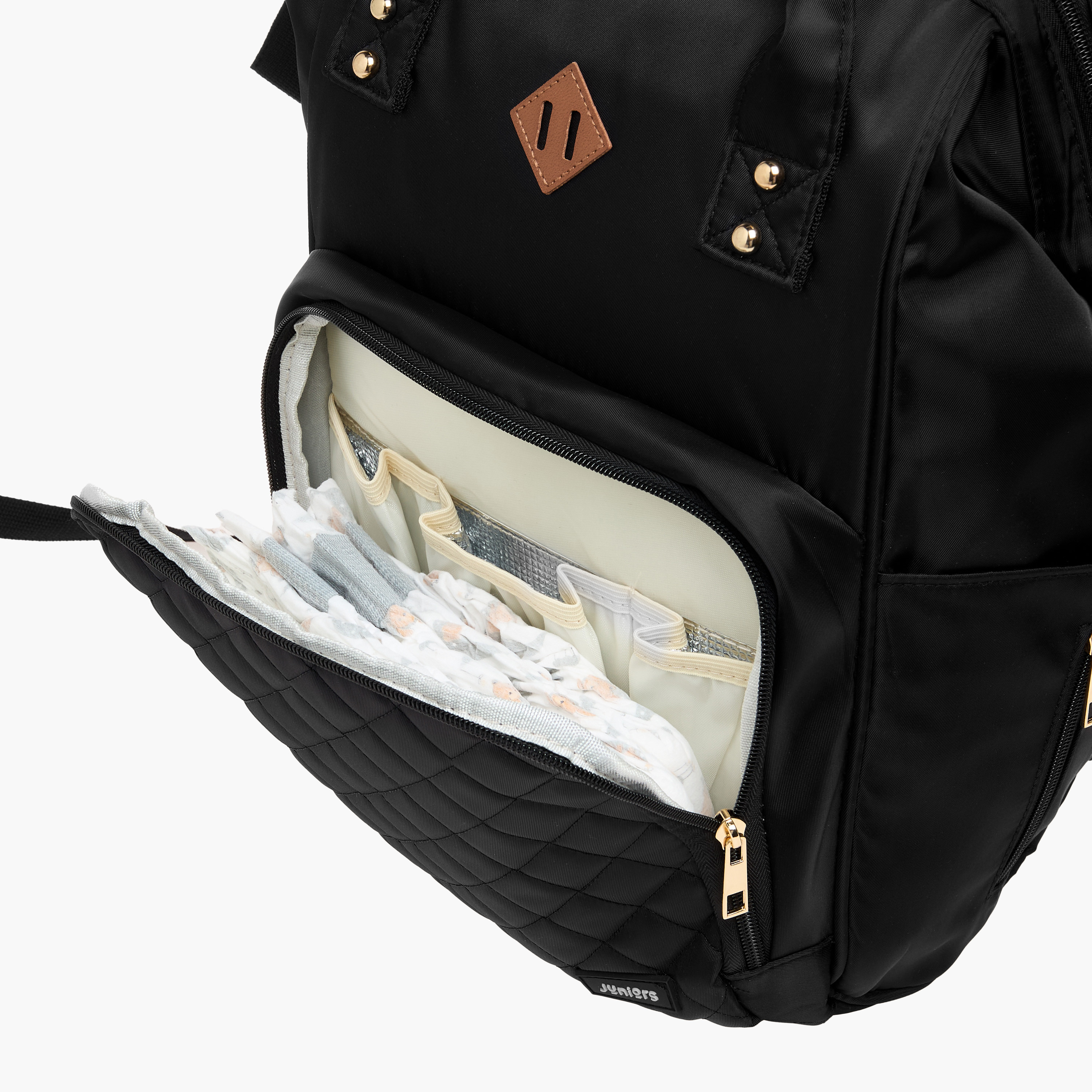 Juniors Quilted Diaper Backpack with Adjustable Shoulder Straps and Zip Closure-baby-diapering-diaperbags-image-11