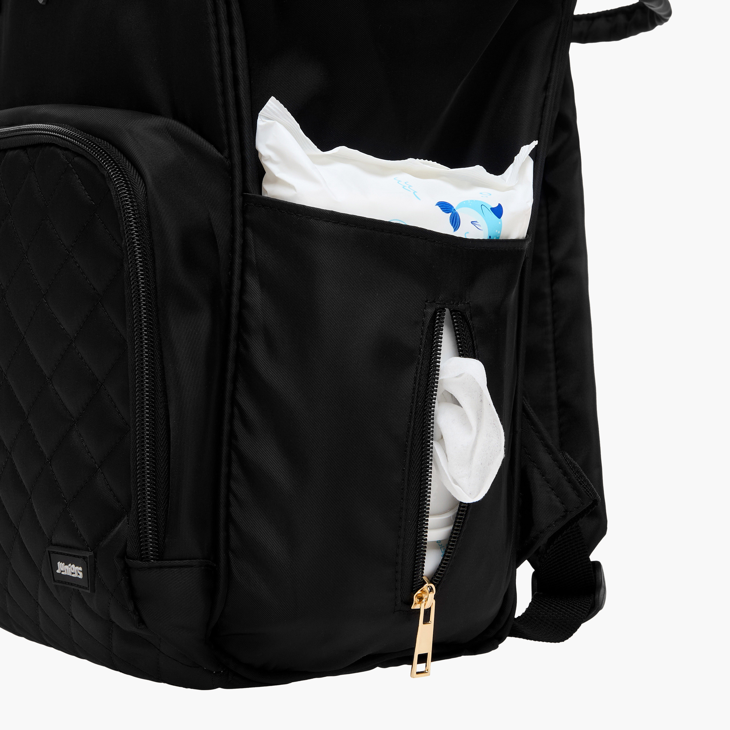 Juniors Quilted Diaper Backpack with Adjustable Shoulder Straps and Zip Closure-baby-diapering-diaperbags-image-13