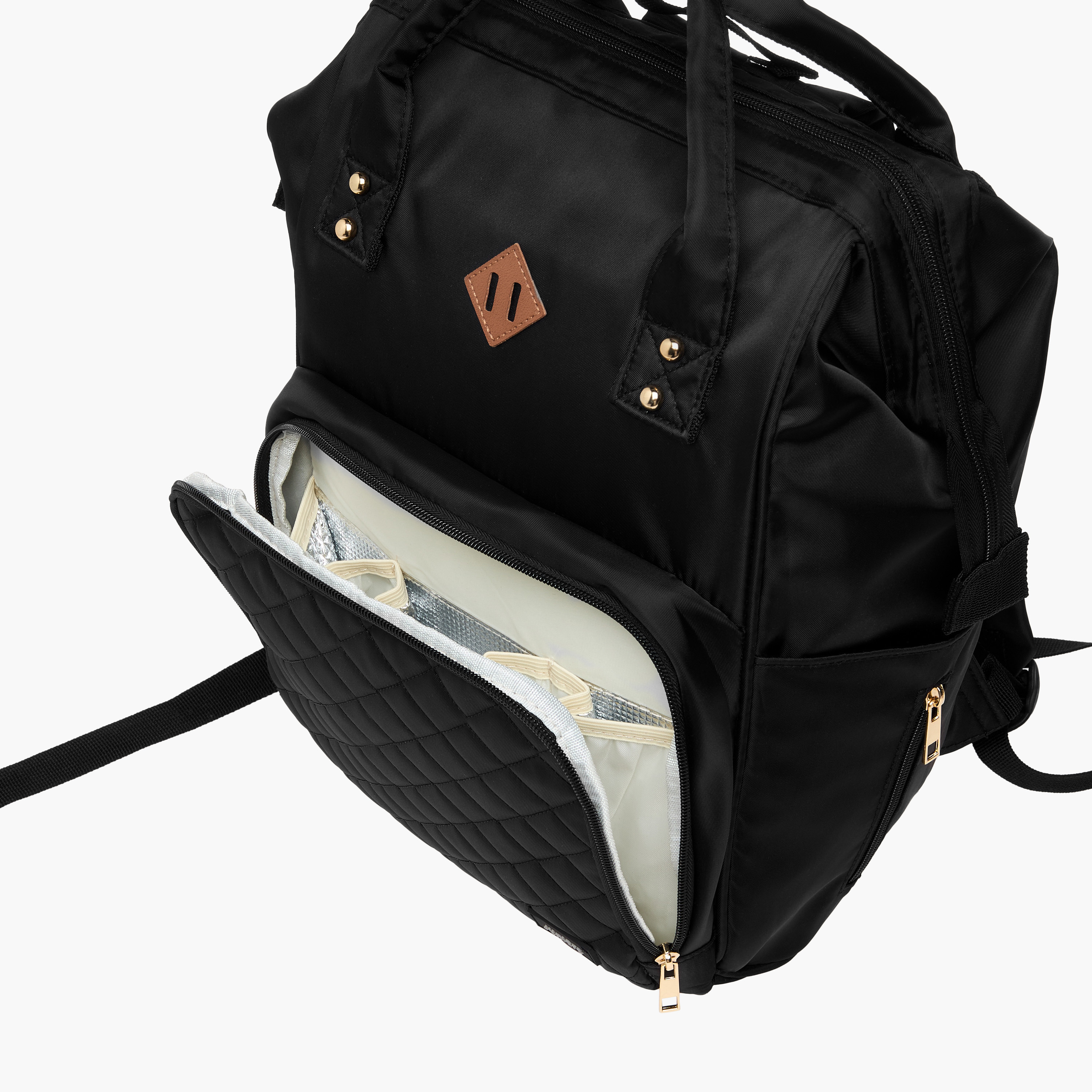 Juniors Quilted Diaper Backpack with Adjustable Shoulder Straps and Zip Closure-baby-diapering-diaperbags-image-8
