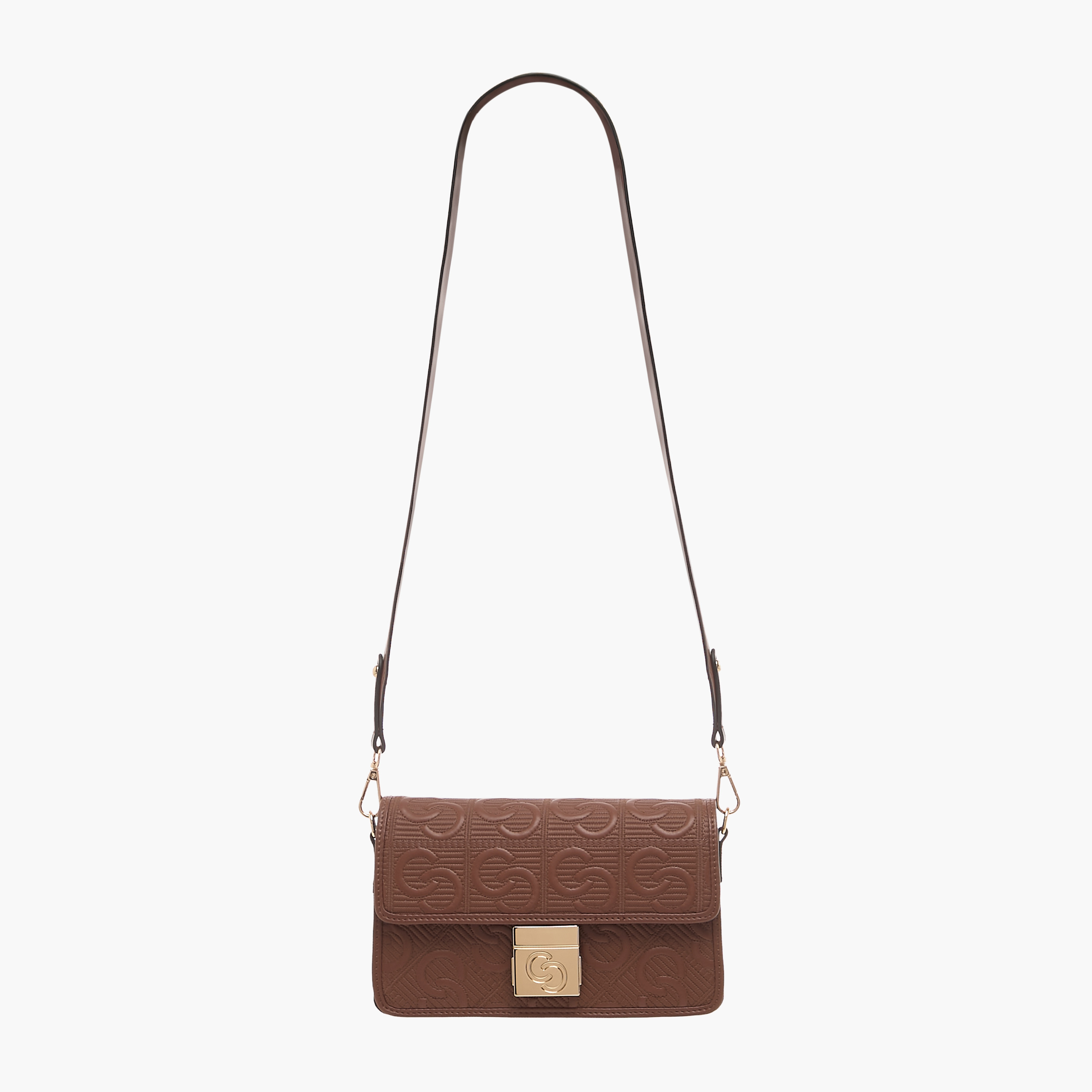 شنطة كروس بودي بتصميم مونوجرام بارز الملمس مع طية إغلاق من سيليست-women-bagsandwallets-handbags-image-2