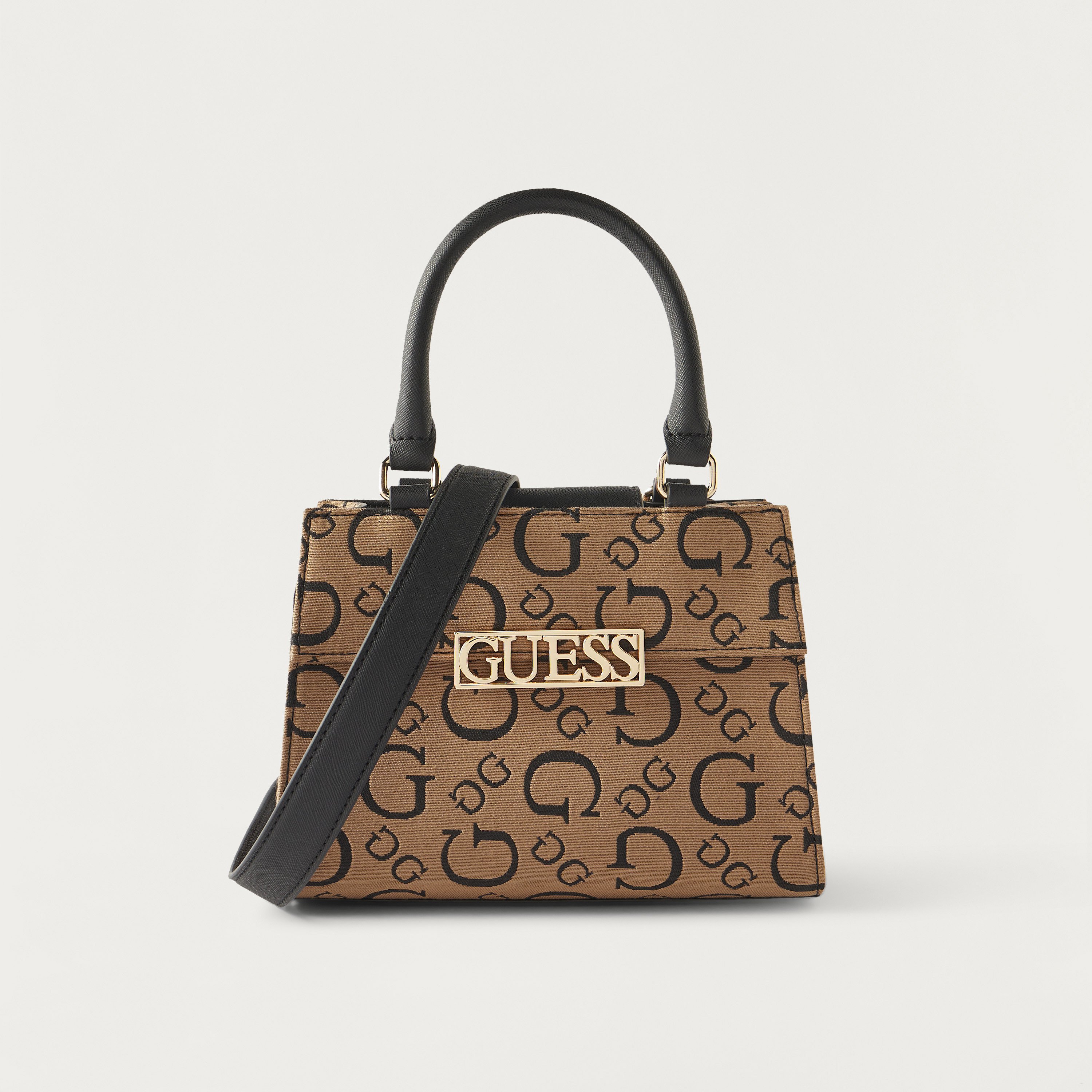 Guess Bellatrix Mini Satchel Tote Bag with Detachable Strap and Flap Closure