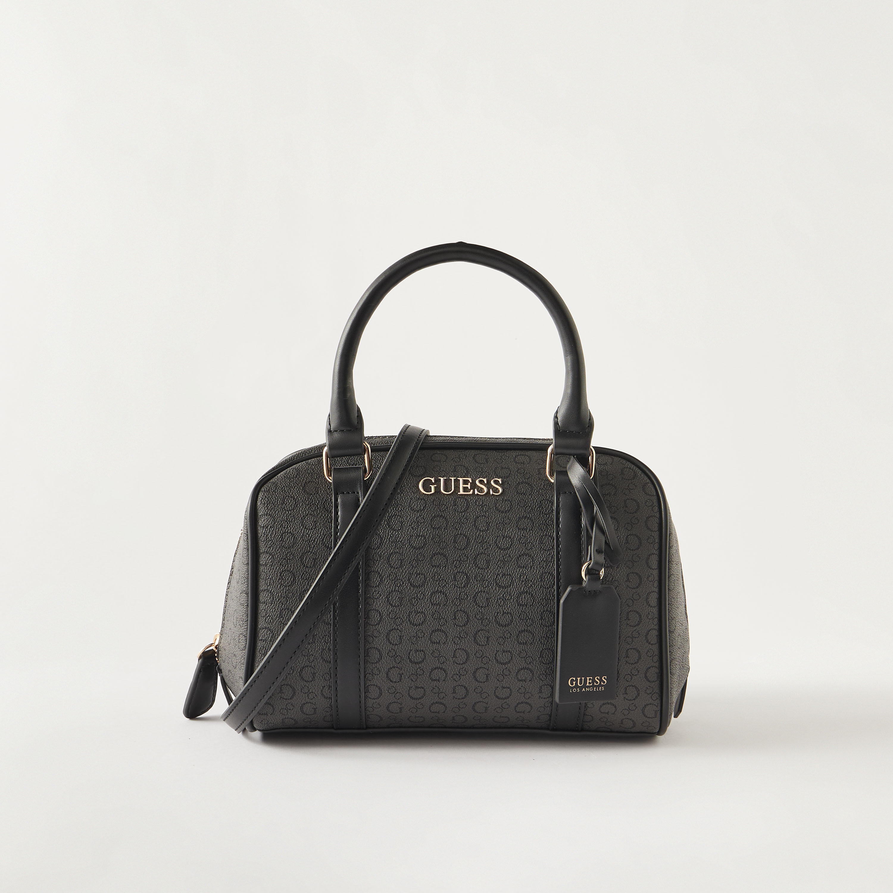 Guess Marcey Small Satchel Tote Bag with Zip Closure and Detachable Strap