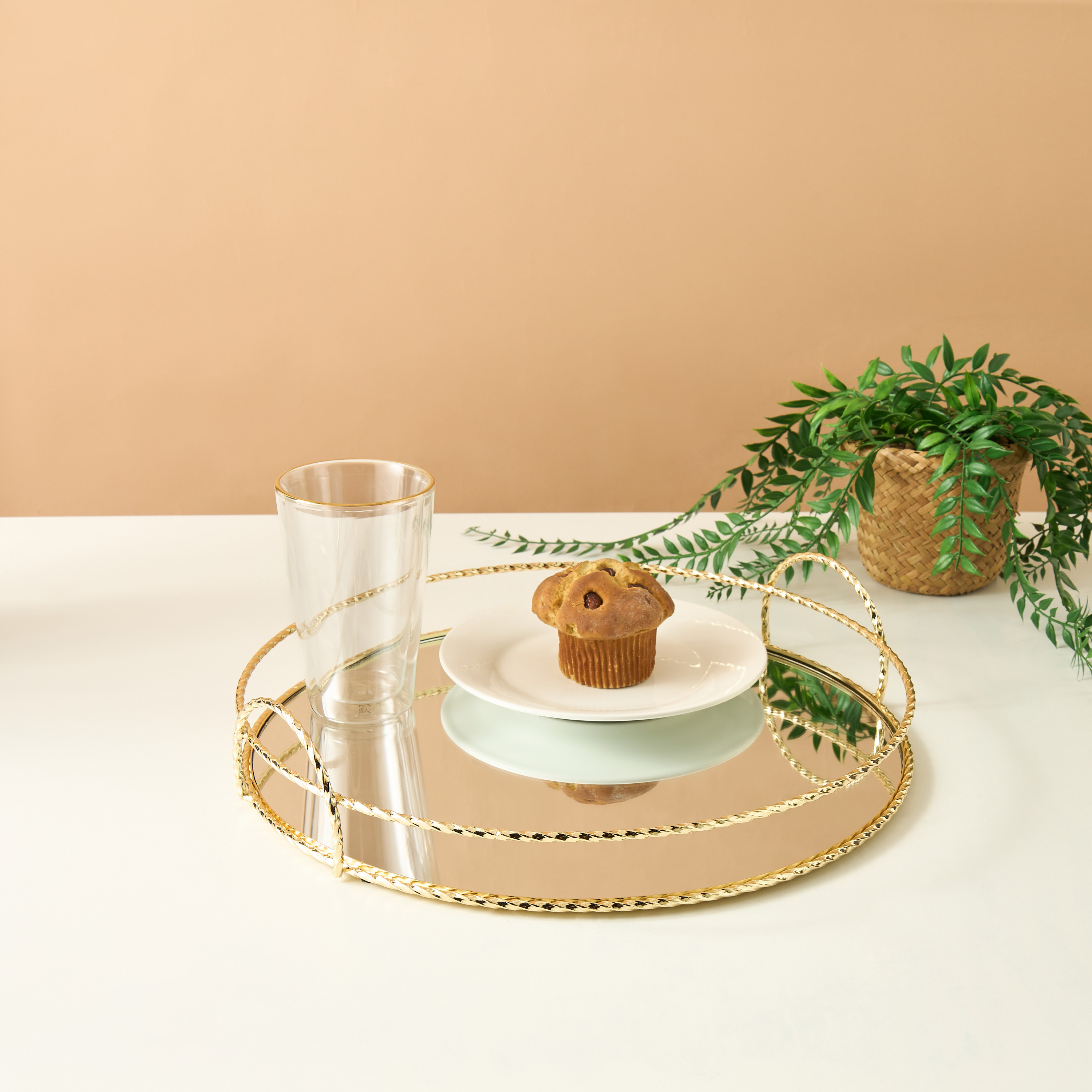 Mirror Detail Decorative Tray - 36 cms-household-dining-serveware-servingtrays-image-1