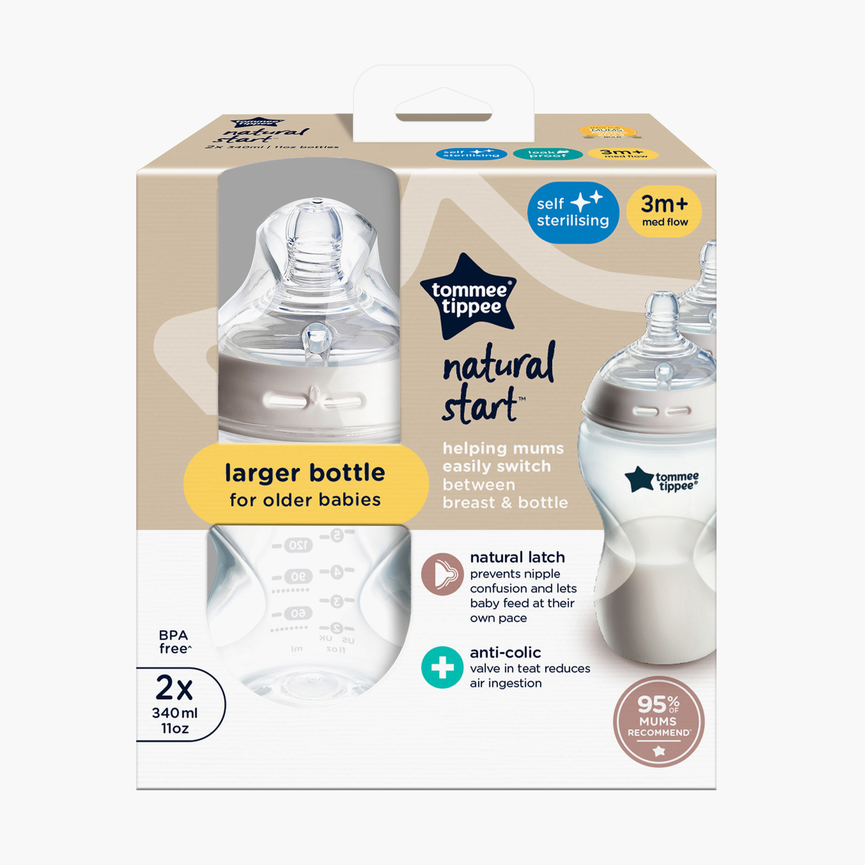 Tommee Tippee 2-Piece Feeding Bottle Set - 340 ml-baby-feeding-feedingbottles-bottlesandteats-image-2