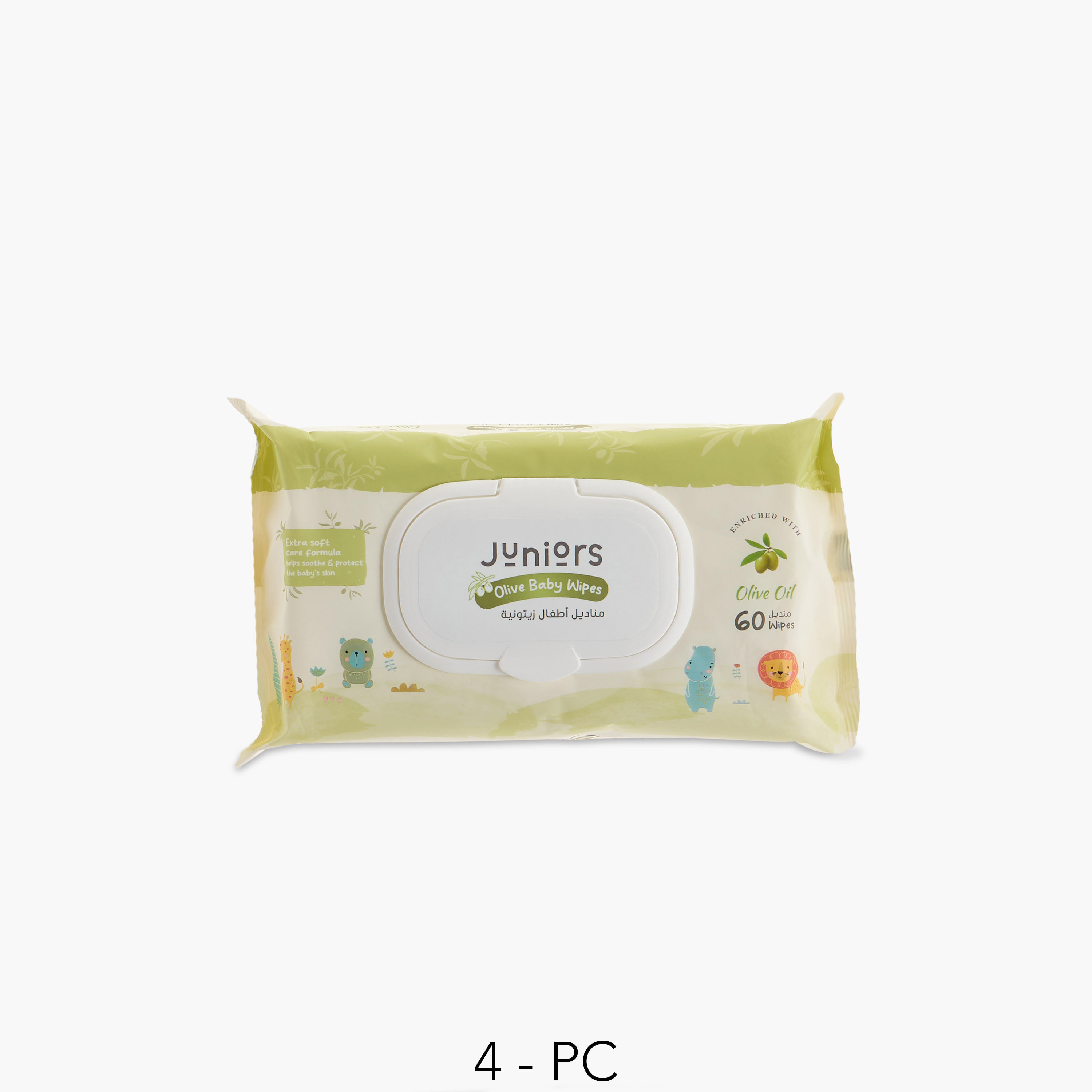 Juniors Olive Oil Baby Wipes - Pack of 4x60 Sheets-baby-bathandcare-wipes-image-1