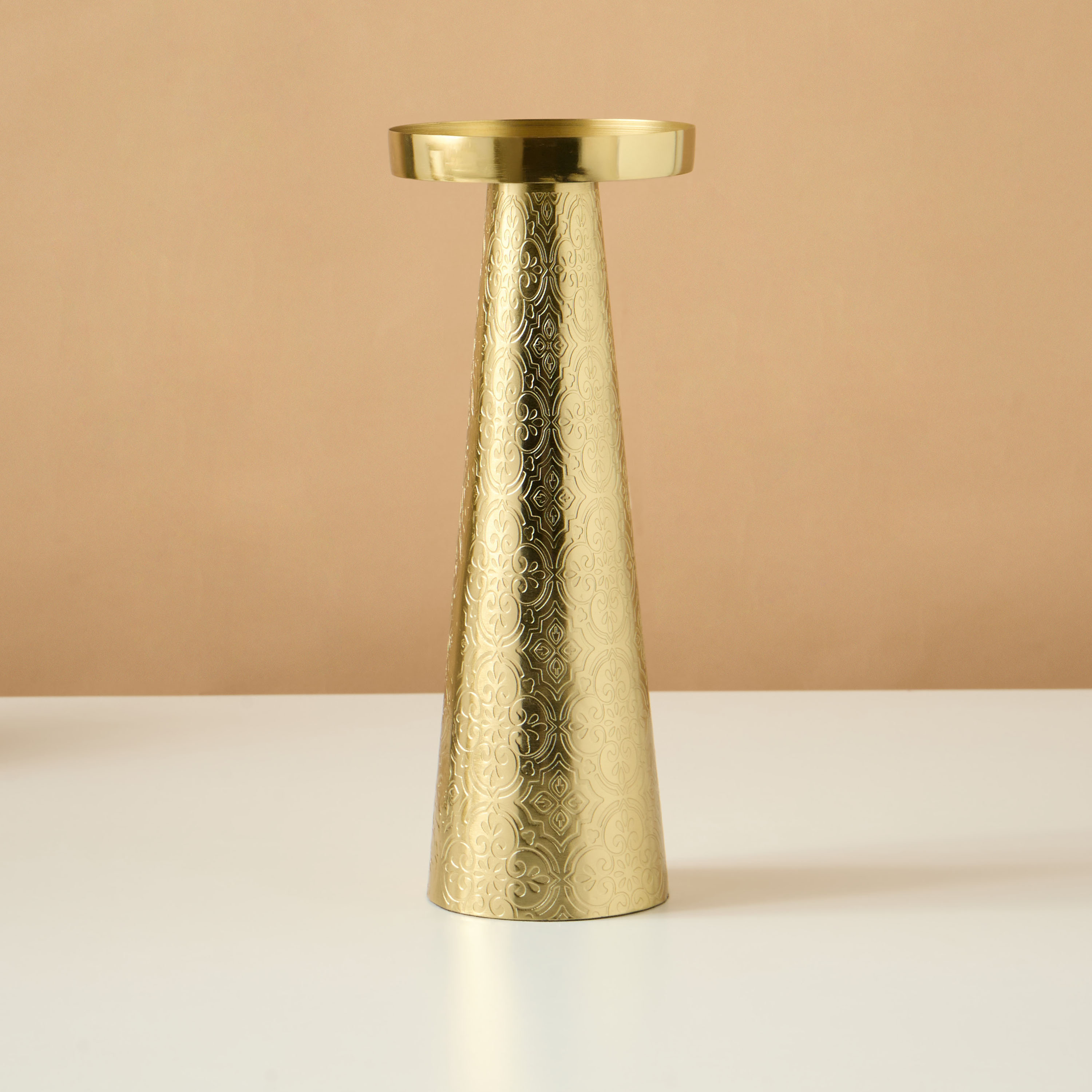 Home Carving Textured Pillar Candleholder - 20 cms-household-decor-candleholdersandlanterns-image-2