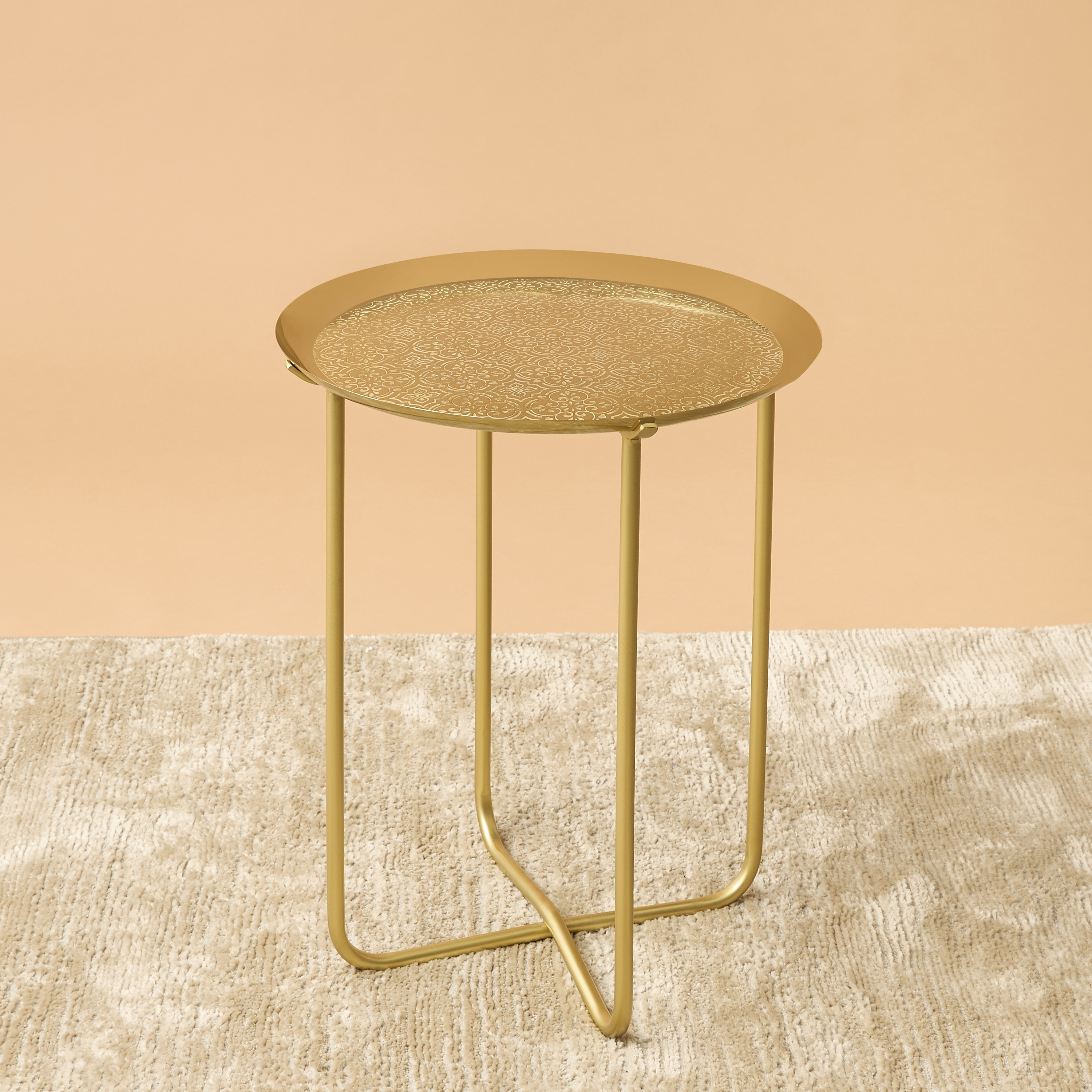 Textured Round Metal Accent Table-furniture-livingroom-sideandendtables-image-2