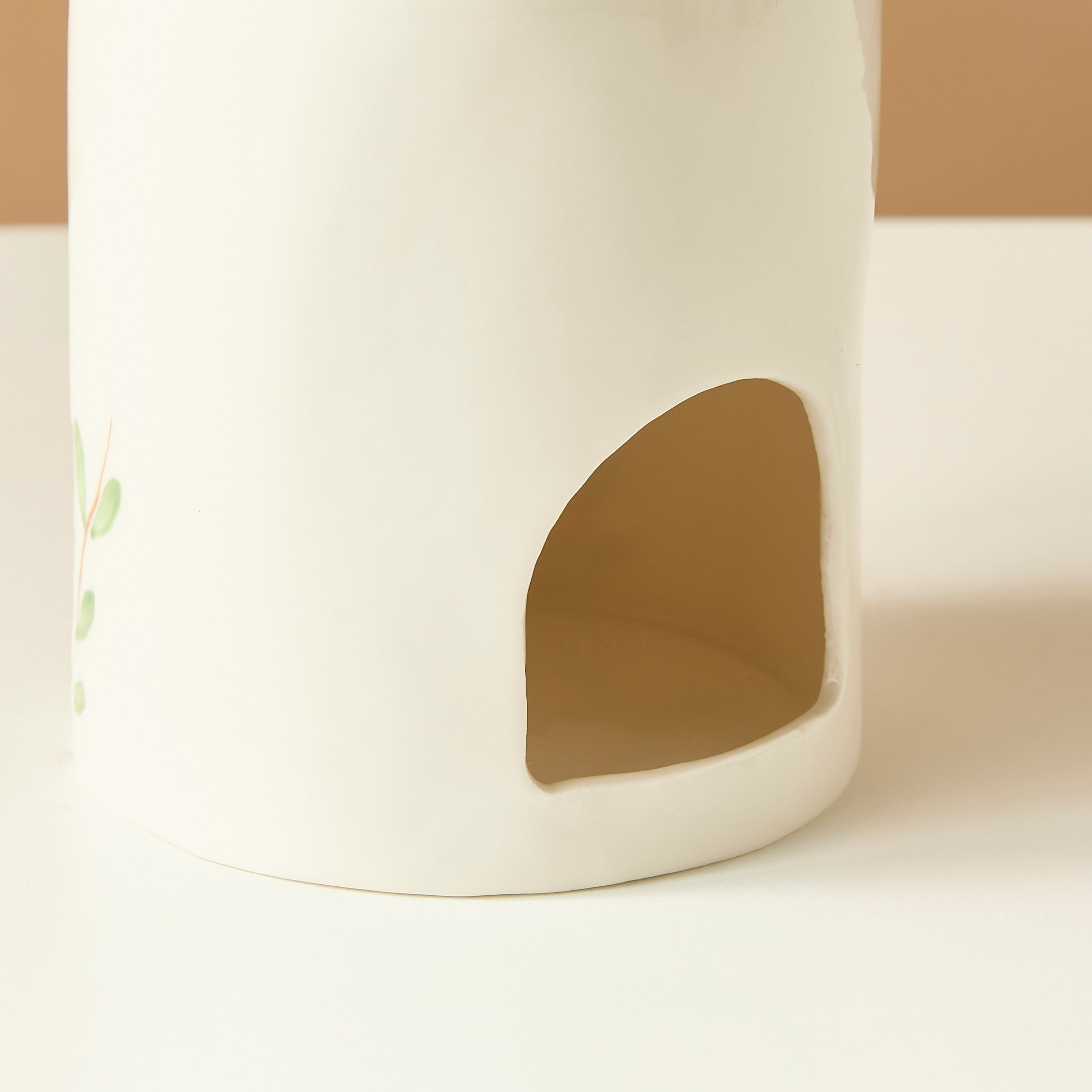 مبخرة زيت سيراميك أسطوانية بطبعات زهرية - 10x9x11 سم-household-homefragrance-burners-image-5