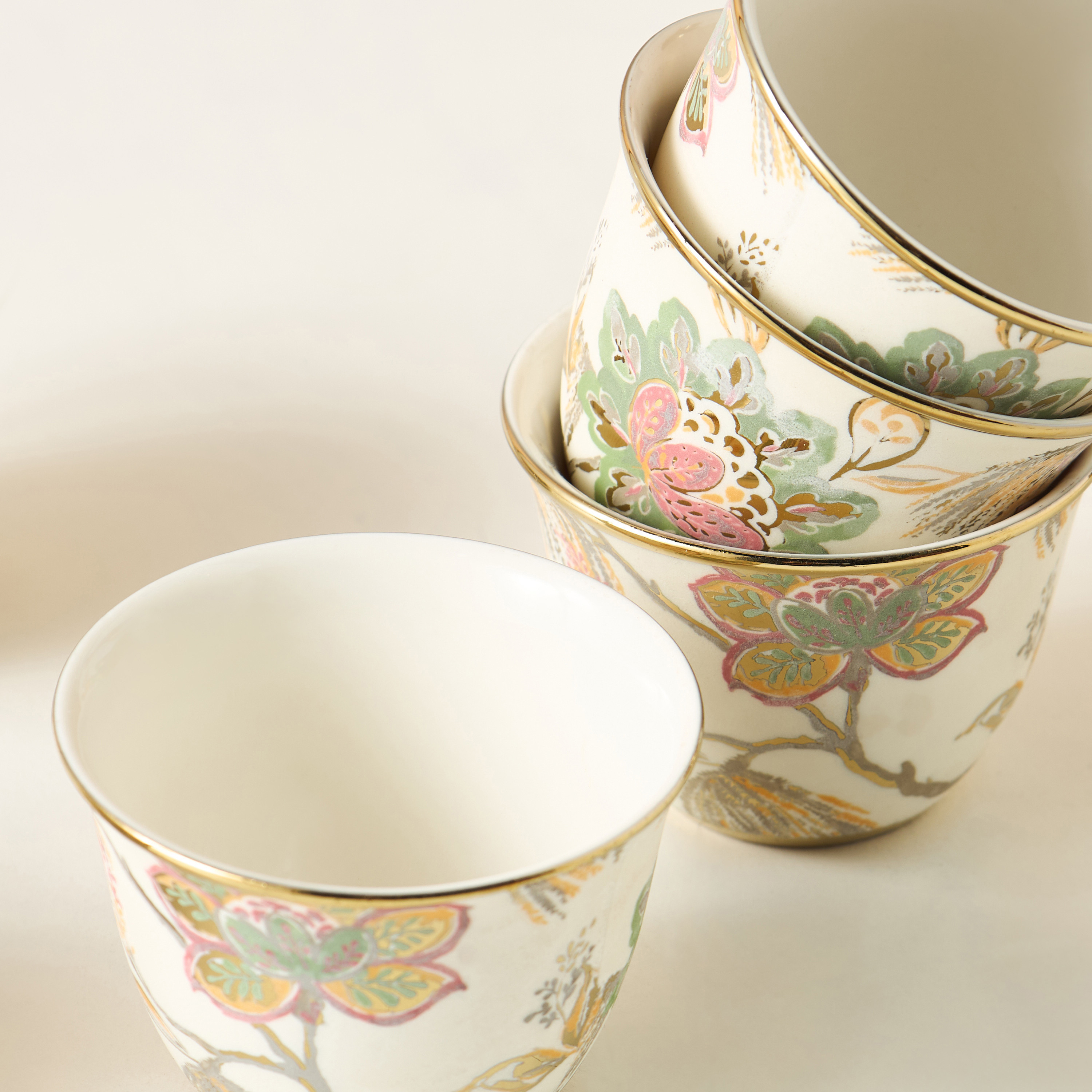 Floral Print Ceramic Kahwa Cup - Set of 6-household-dining-teaandcoffee-teaandcoffeesets-image-4