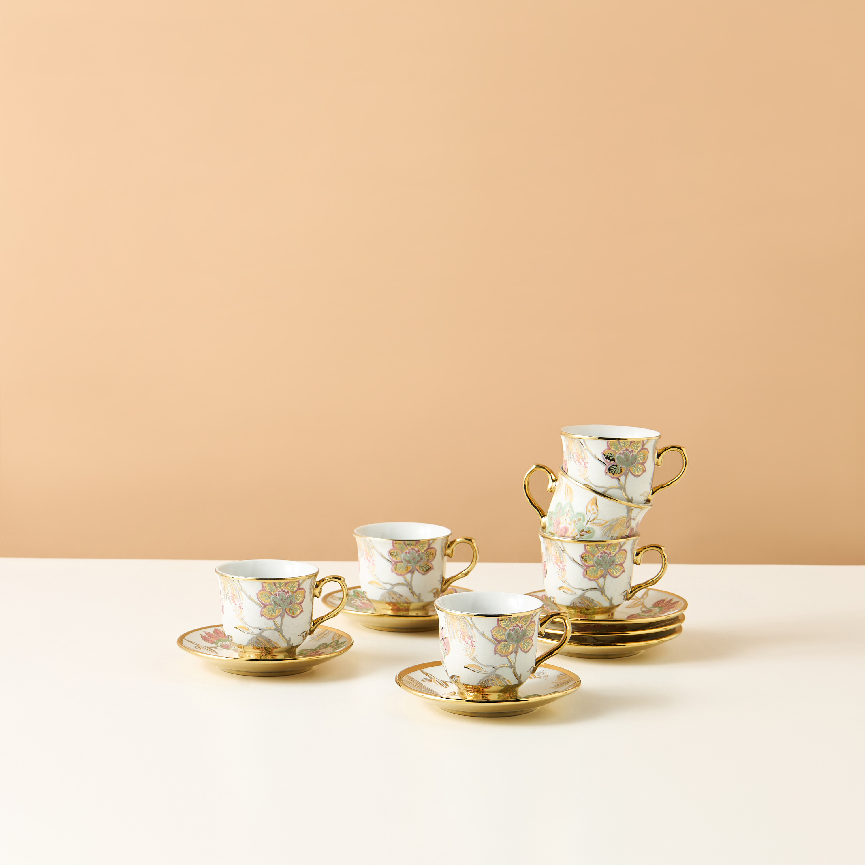 Floral Print 12-Piece Porcelain Coffee Set-household-dining-teaandcoffee-teaandcoffeesets-image-3