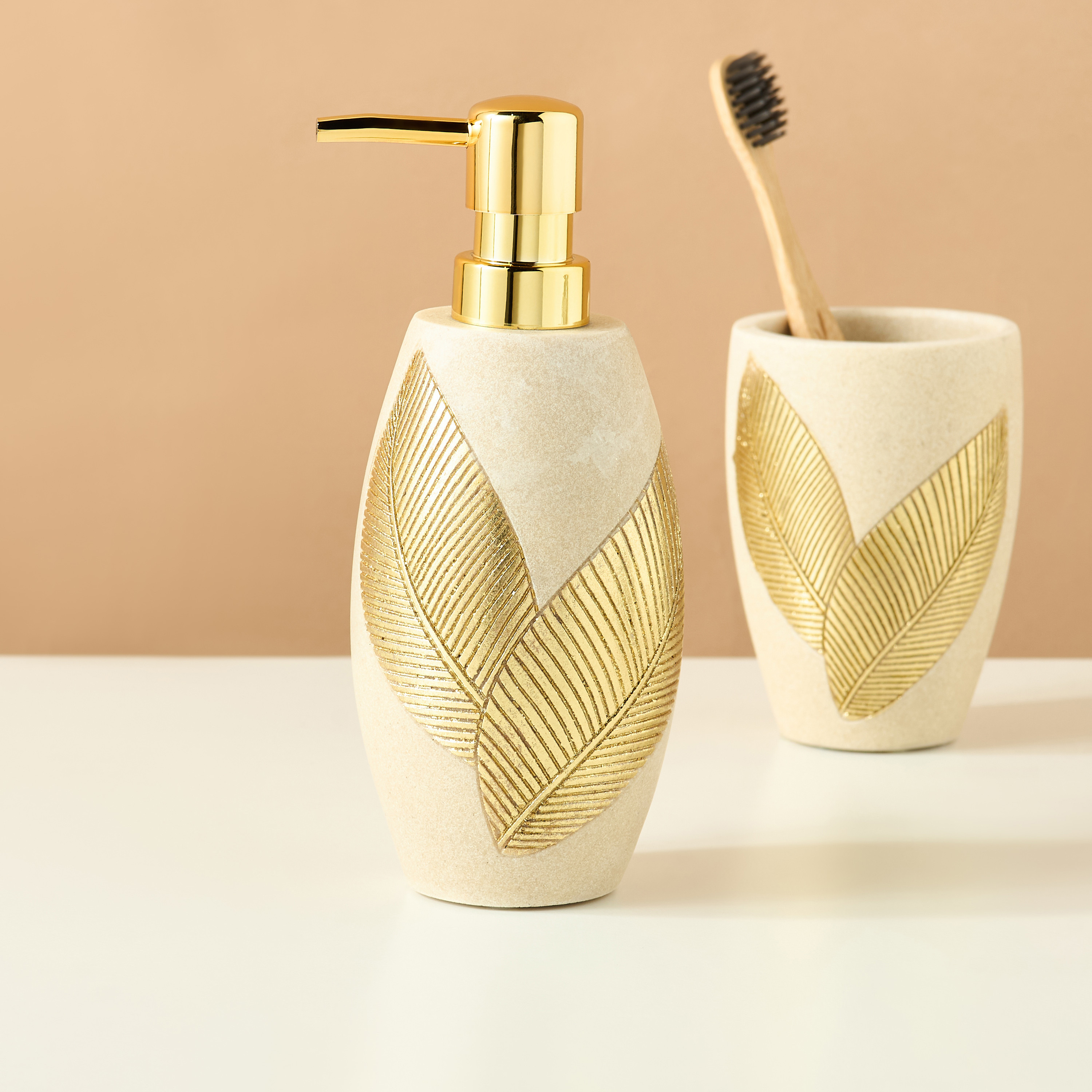 Golden Leaf Embossed Lotion Dispenser-household-bathandlaundry-bathaccessories-soapdishesanddispensers-image-1