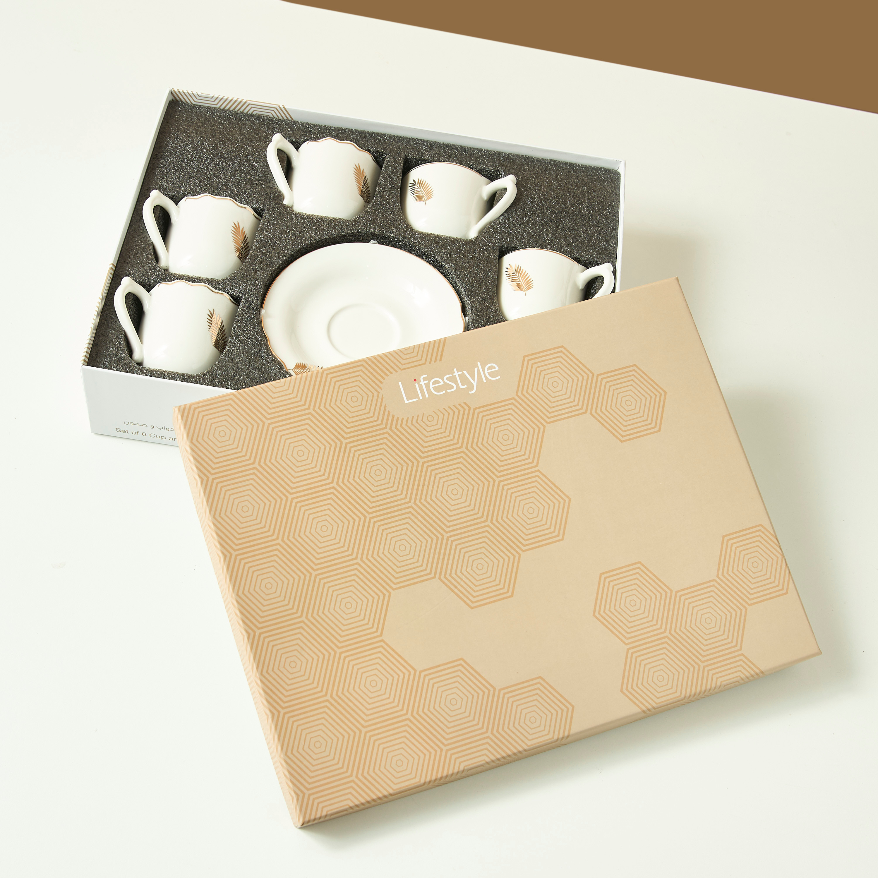 طقم فناجين وصحون 12 قطعة بطبعات أوراق شجر من سيرين-household-dining-teaandcoffee-teaandcoffeesets-image-5