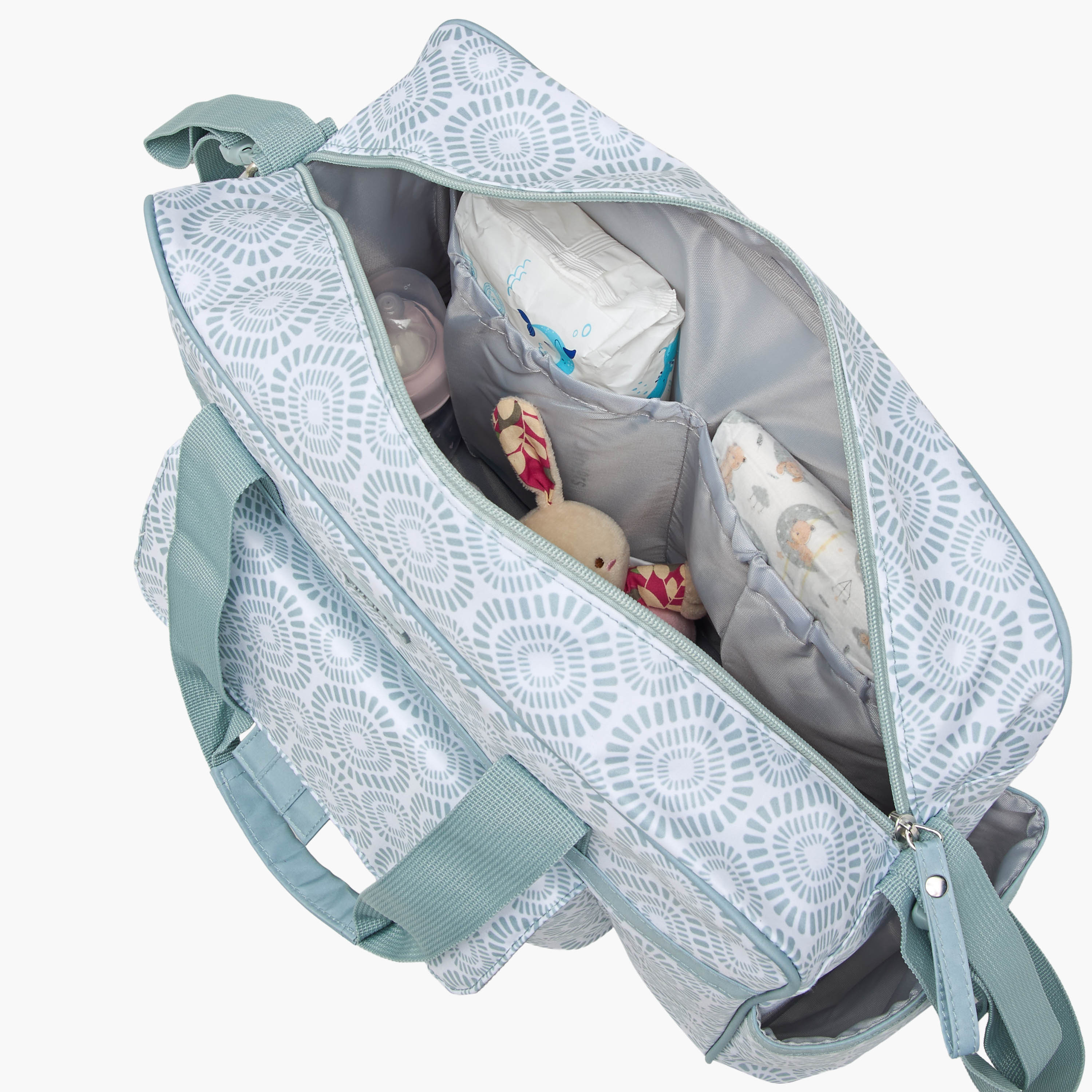 Juniors Printed Diaper Bag with Adjustable Strap and Zip Closure-baby-diapering-diaperbags-image-13