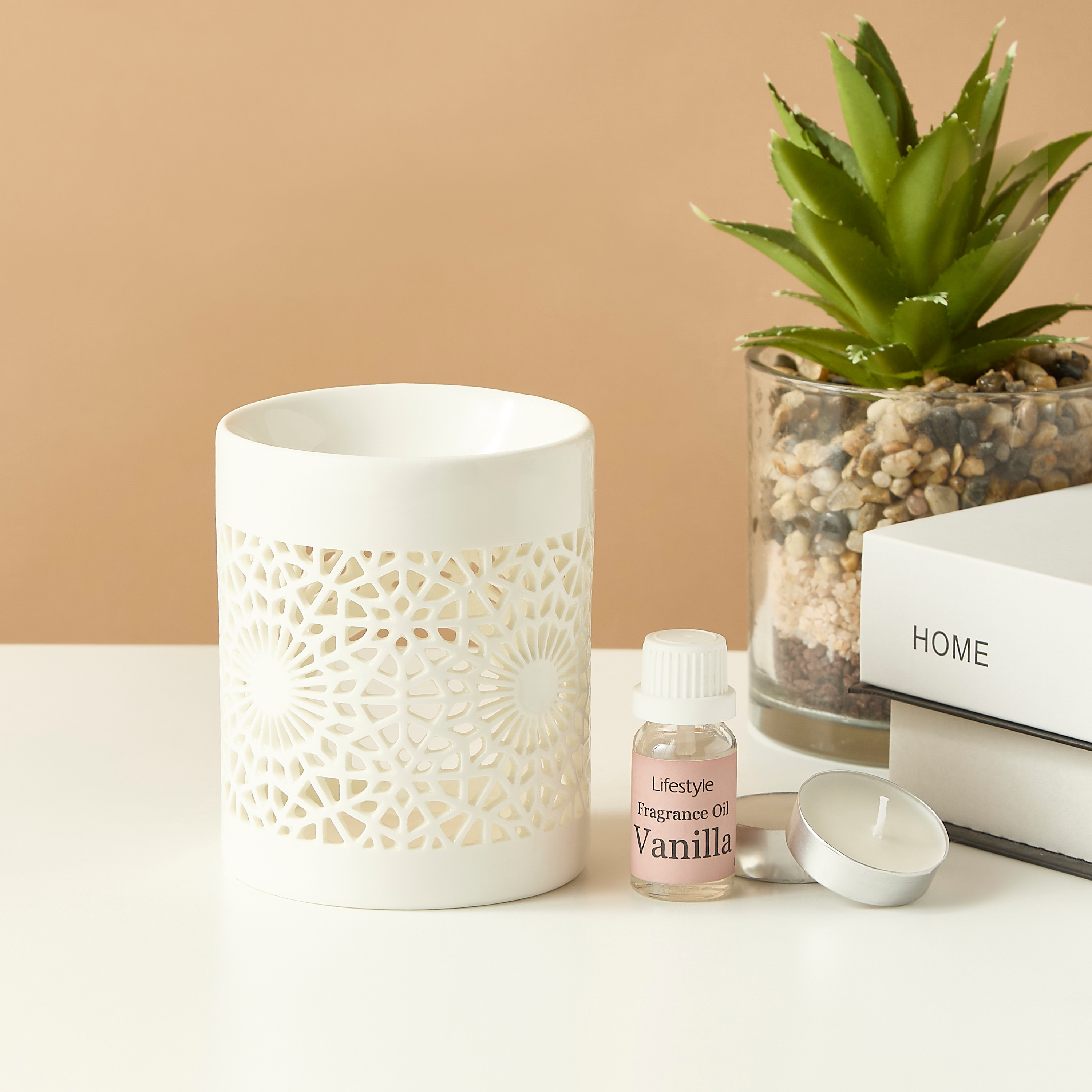 Ceramic Oil Burner with Tealight Candle and Fragrance Oil Gift Set-household-homefragrance-fragrancegiftset-image-1