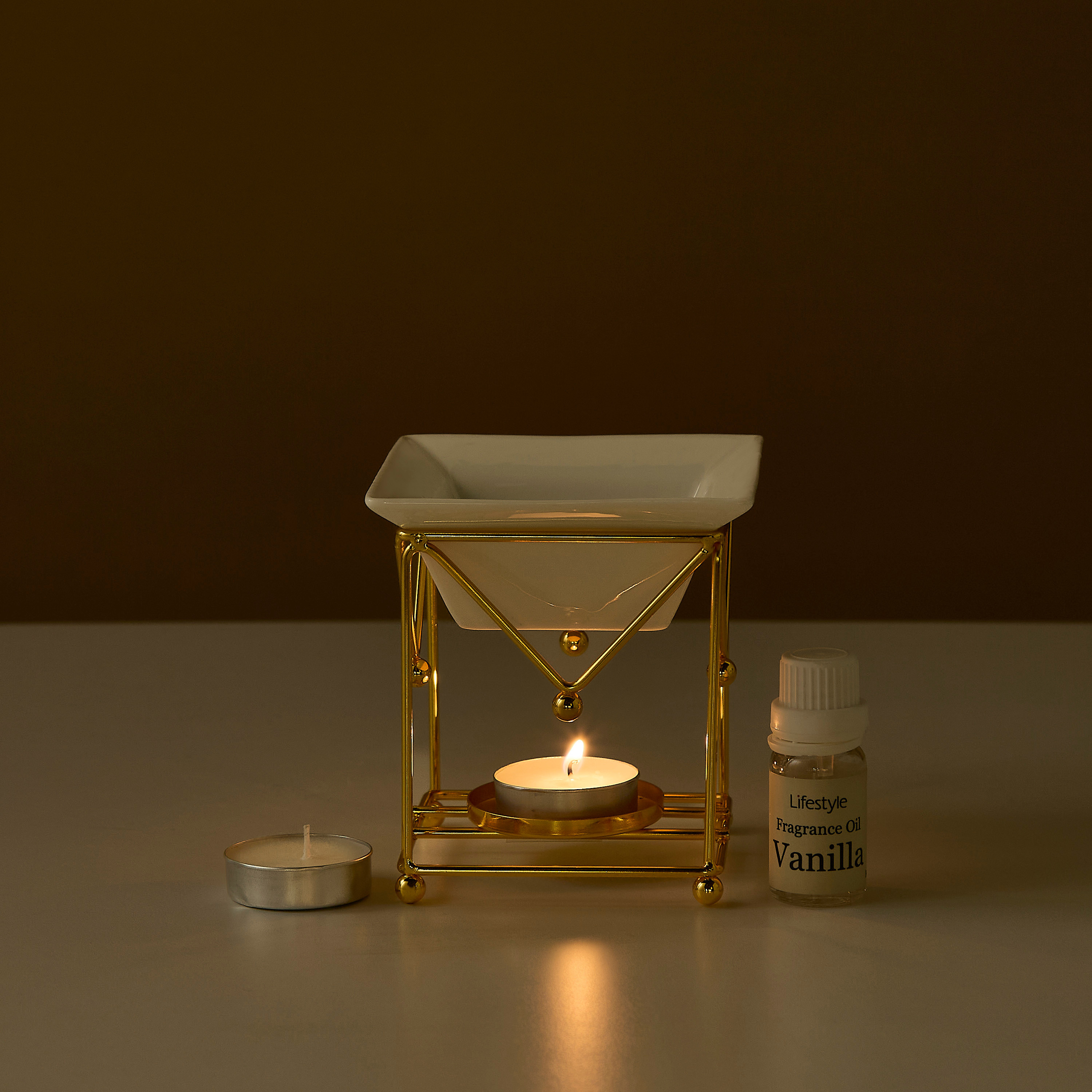 Metal Oil Burner with Tealight Candle and Fragrance Oil Gift Set-household-homefragrance-fragrancegiftset-image-2
