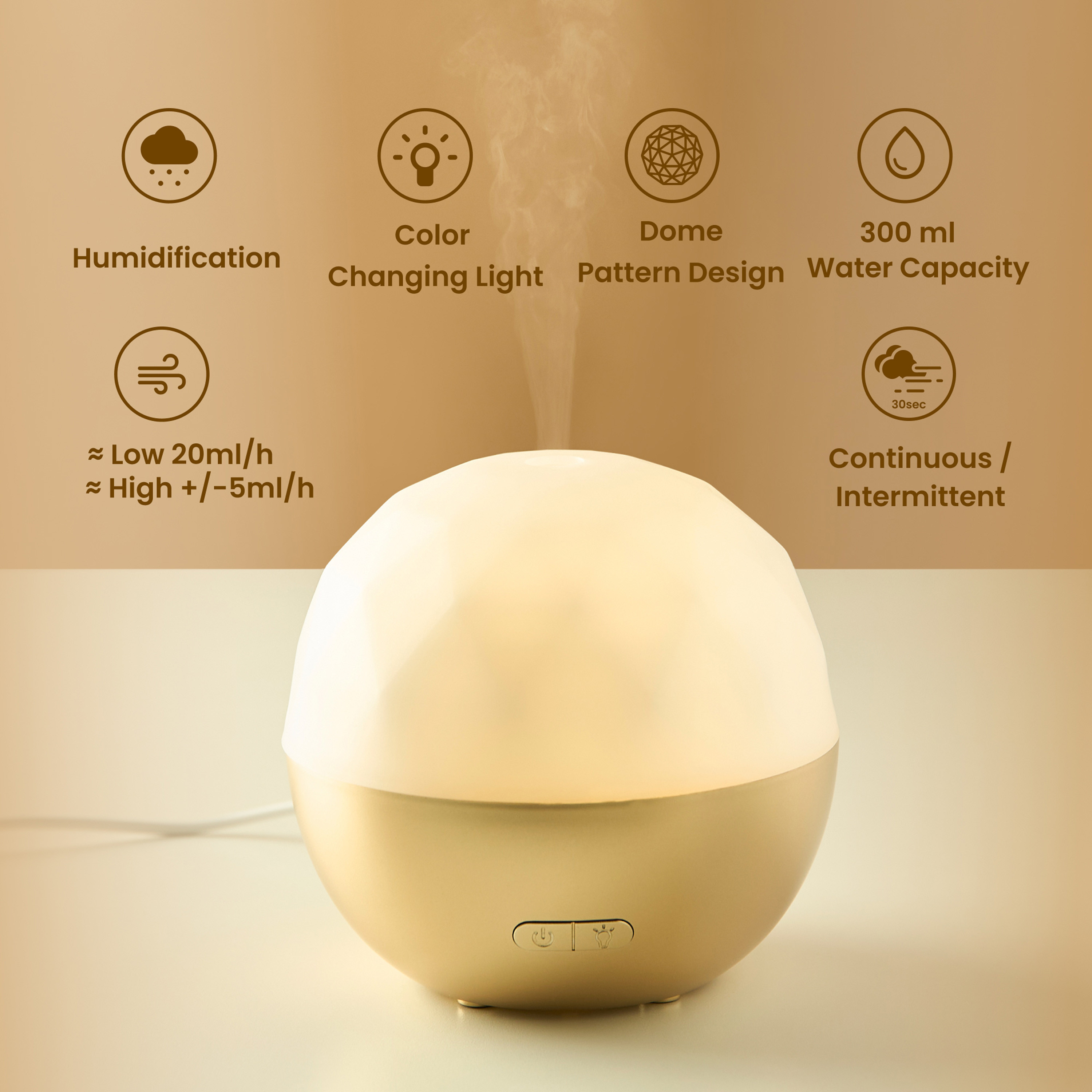 Dual Tone Dome Electric Aroma Diffuser - 300 ml-household-homefragrance-airrevitalisersandhumidifiers-image-1