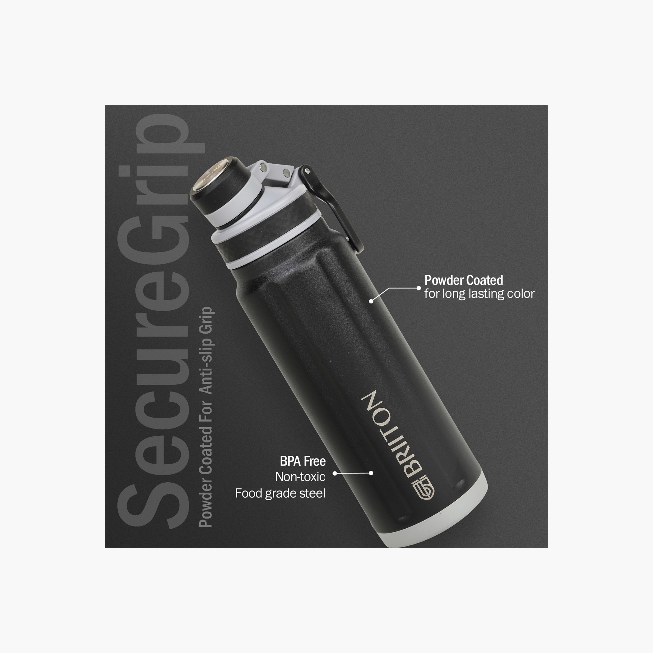 Briiton Logo Print Insulated Stainless Steel Water Bottle - 850 ml-household-dining-drinkserveware-bottles-image-2