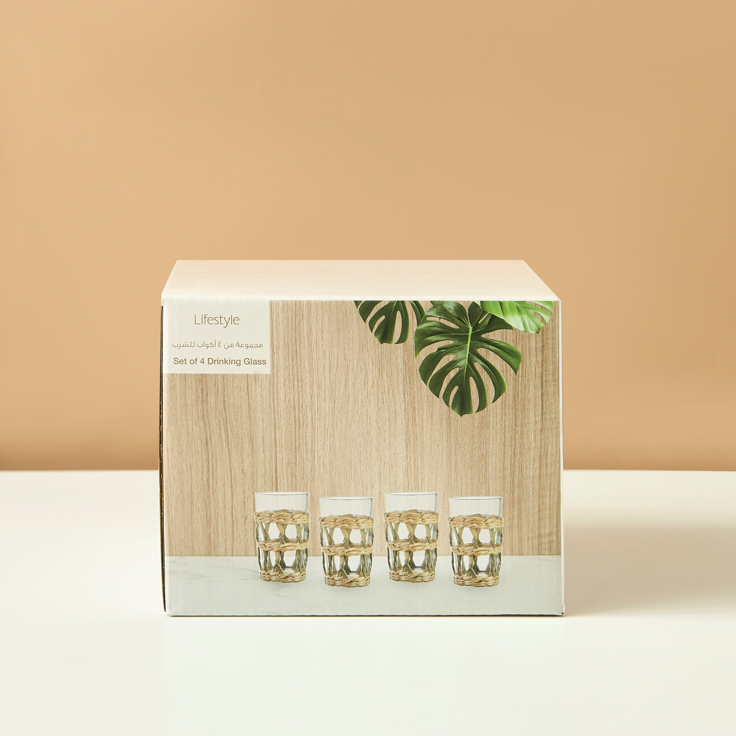 Straw Accent 4-Piece Glass Tumbler Set-household-dining-glassware-drinkingglasses-image-6