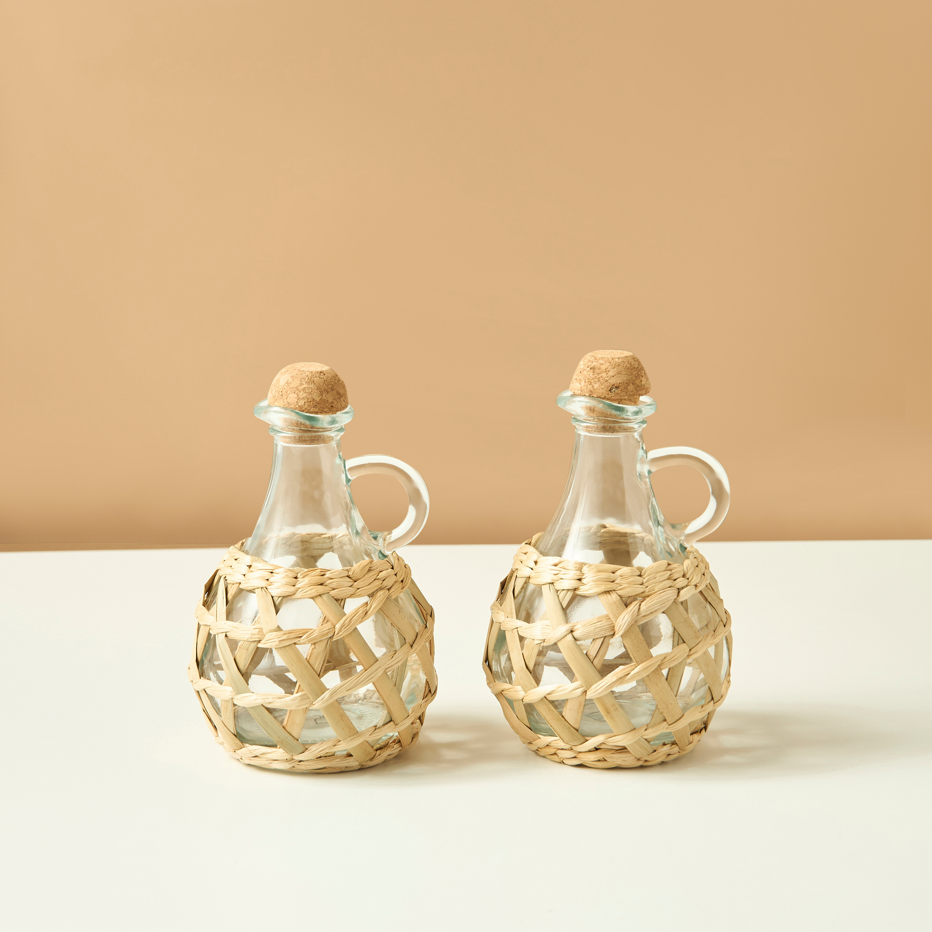 Straw Accent 3-Piece Glass Bowl and Bottle Set-household-kitchen-foodstorage-containers-image-4