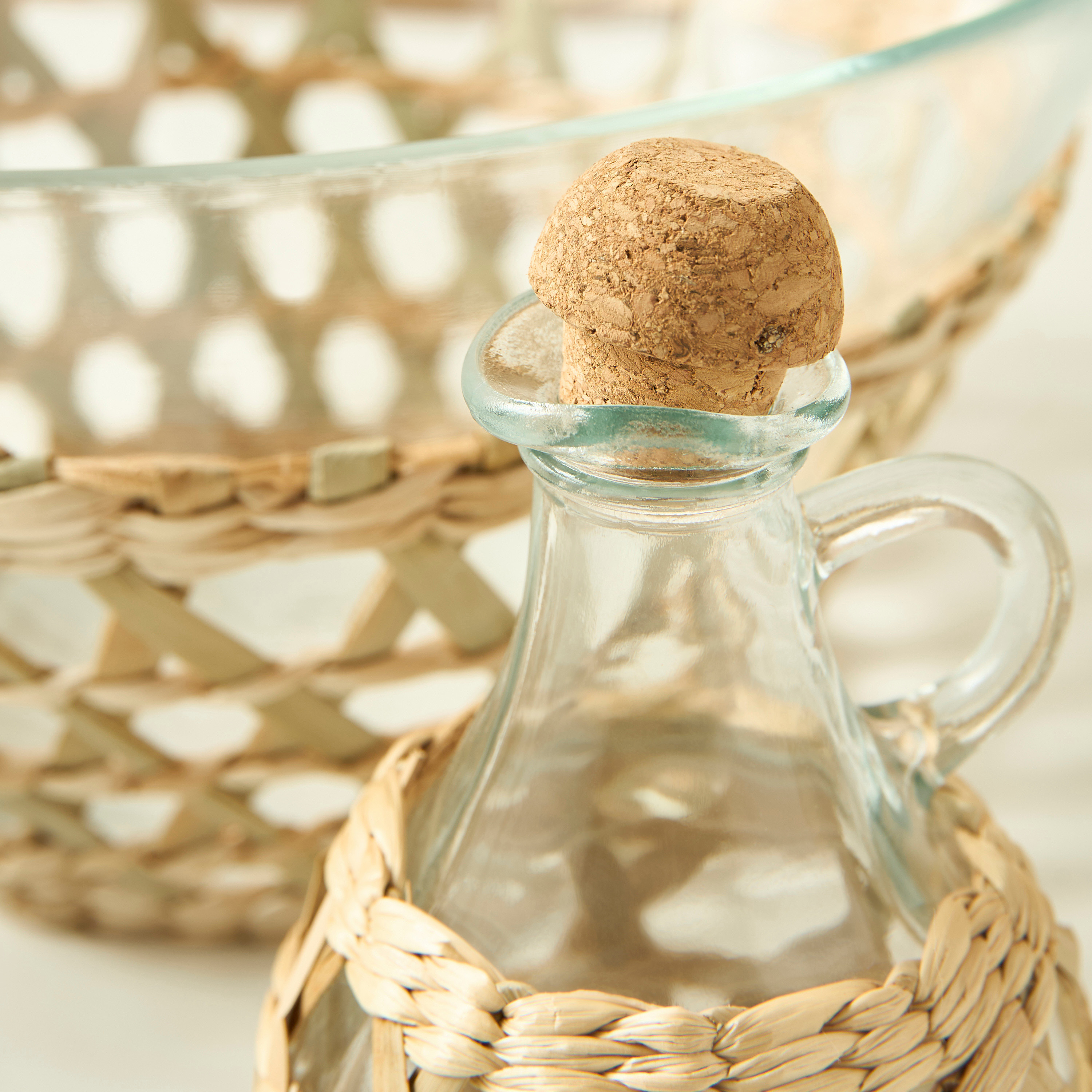 Straw Accent 3-Piece Glass Bowl and Bottle Set-household-kitchen-foodstorage-containers-image-5