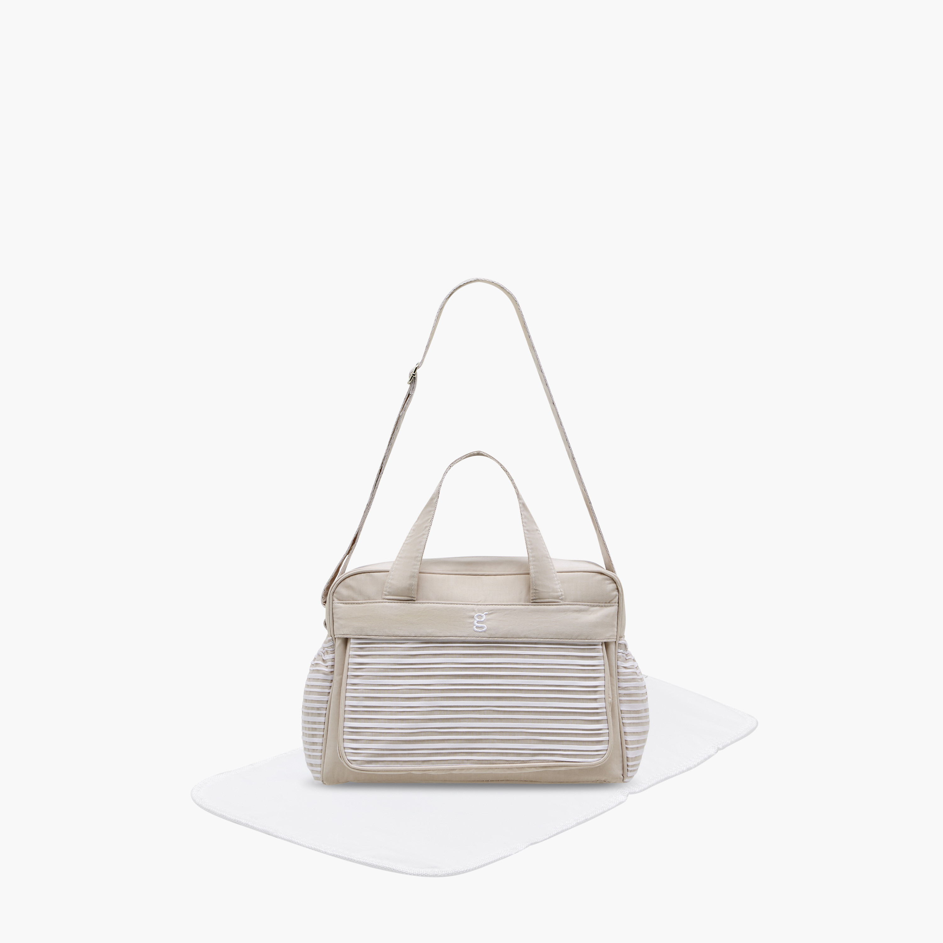 شنطة حفاضات مخطّطة بسحّاب إغلاق وحمّالة قابلة للتعديل من جيجلز-baby-diapering-diaperbags-image-10