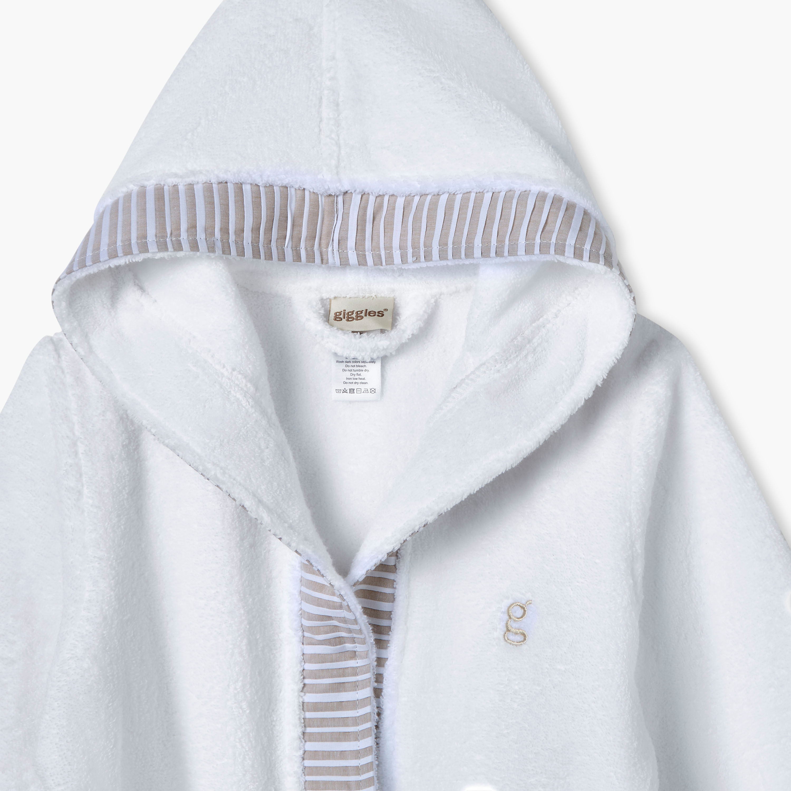 Giggles Panel Detail Hooded Bathrobe with Tie-Up Belt-baby-bathandcare-towels-image-3