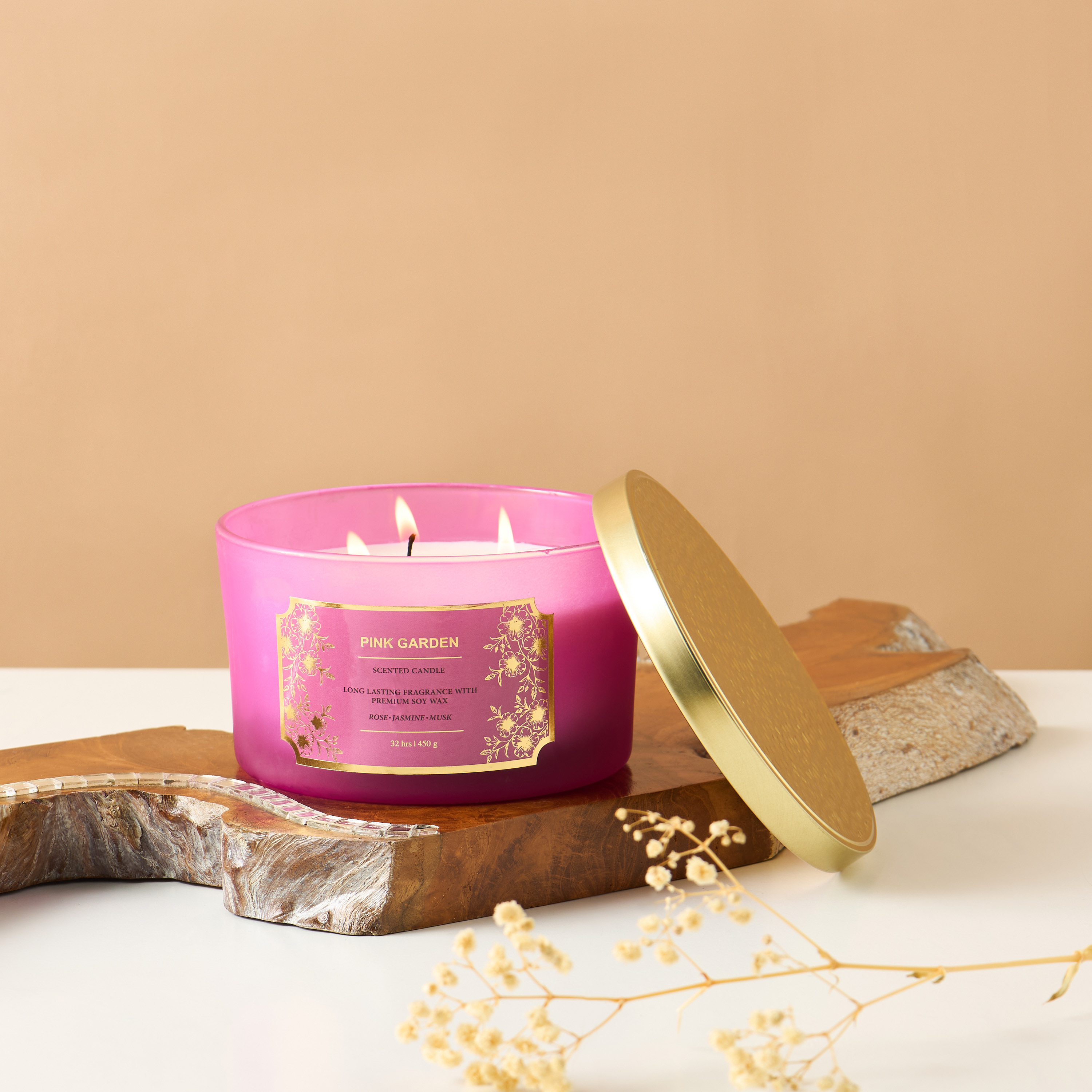 Scent.d Pomegranate Noir Scented 3-Wick Jar Candle - 450 gms-household-homefragrance-candles-image-1
