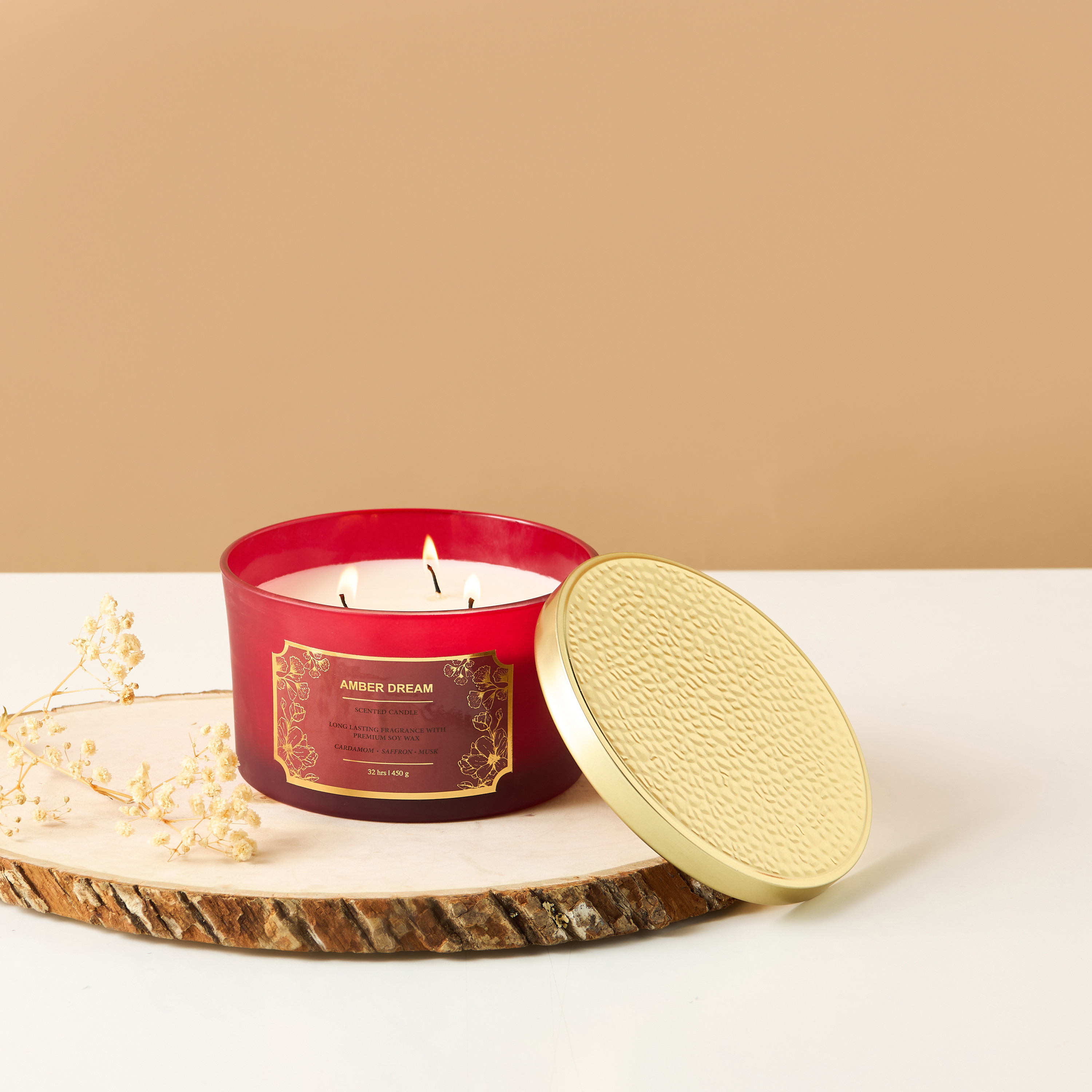 Scent.d Pomegranate Noir Scented 3-Wick Jar Candle - 450 gms-household-homefragrance-candles-image-1