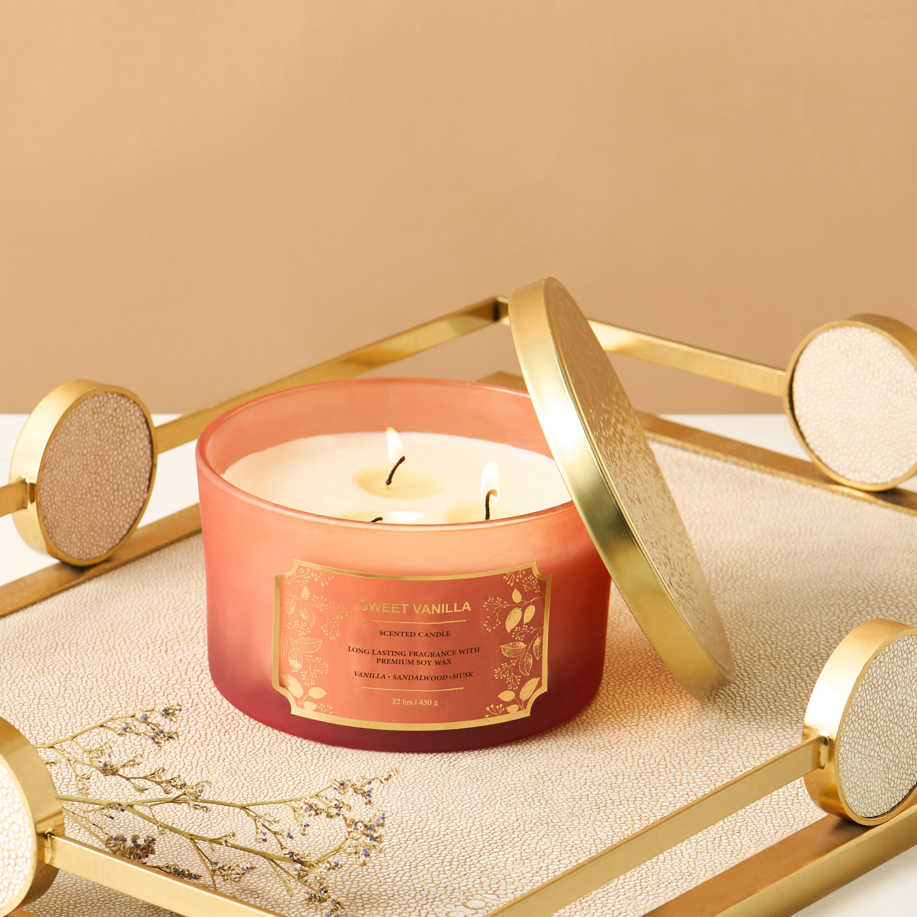 Scent.d Pomegranate Noir Scented 3-Wick Jar Candle - 450 gms-household-homefragrance-candles-image-1