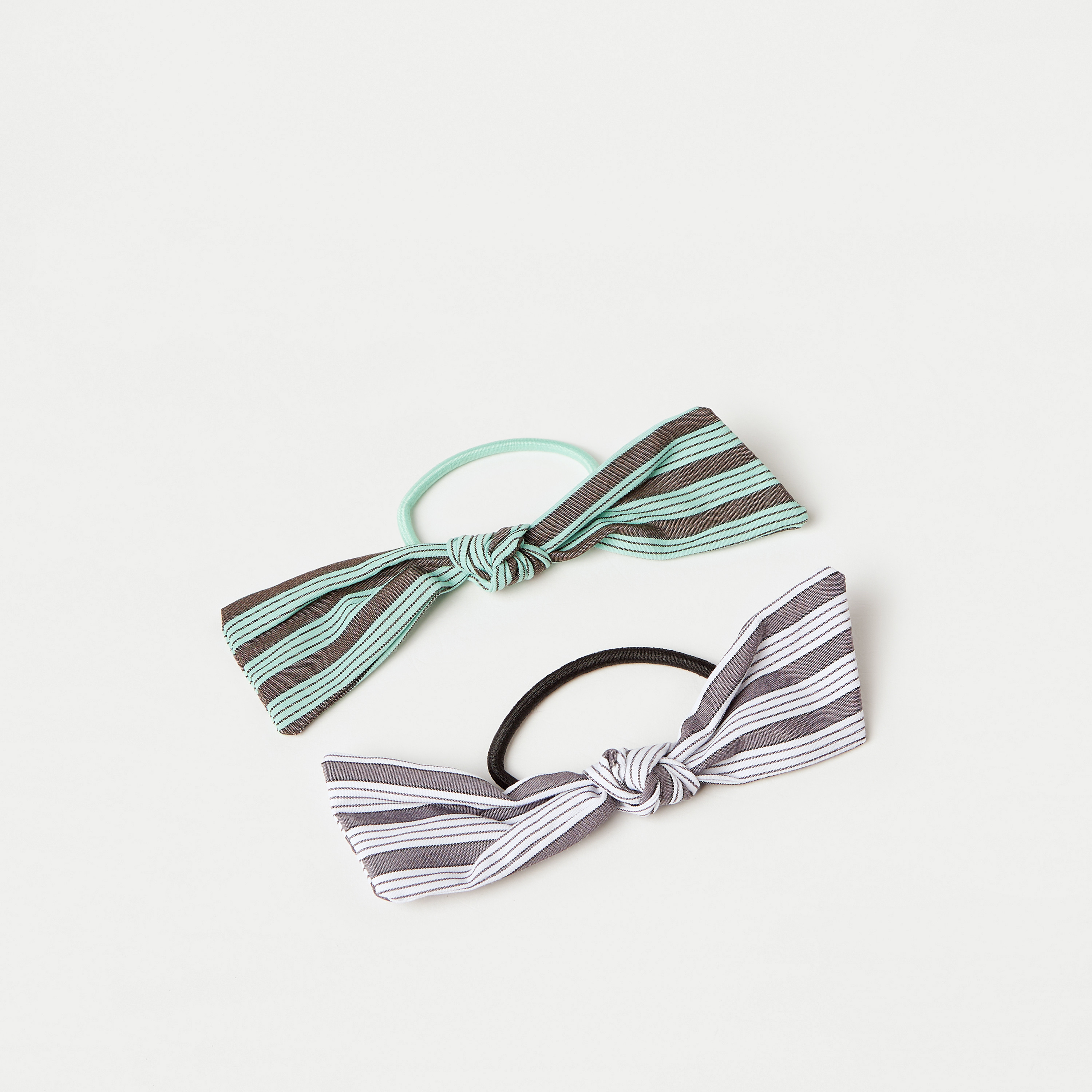 Charmz Striped Bow Detail Hair Tie - Set of 2-girls-accessories-hairaccessories-image-1