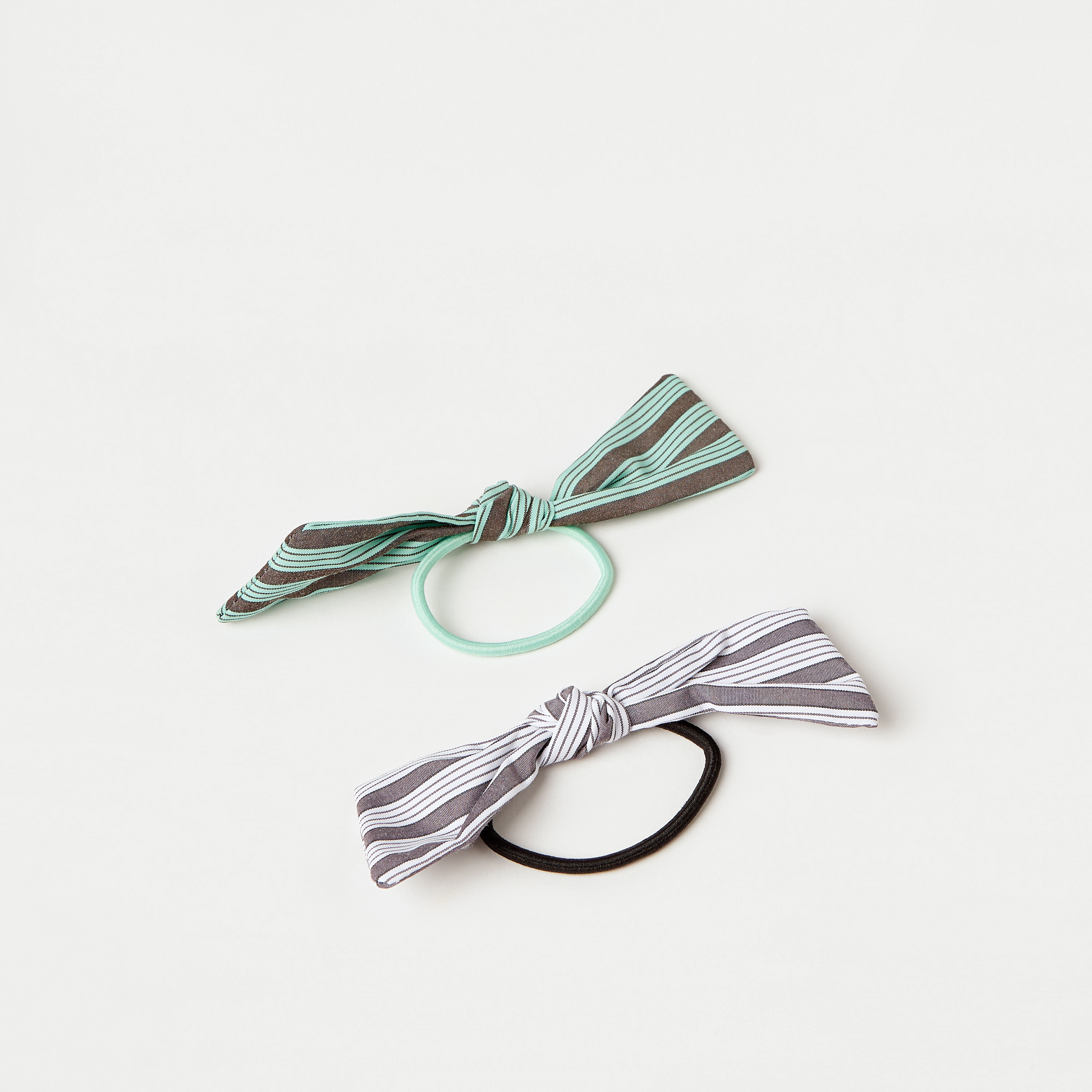 Charmz Striped Bow Detail Hair Tie - Set of 2-girls-accessories-hairaccessories-image-2