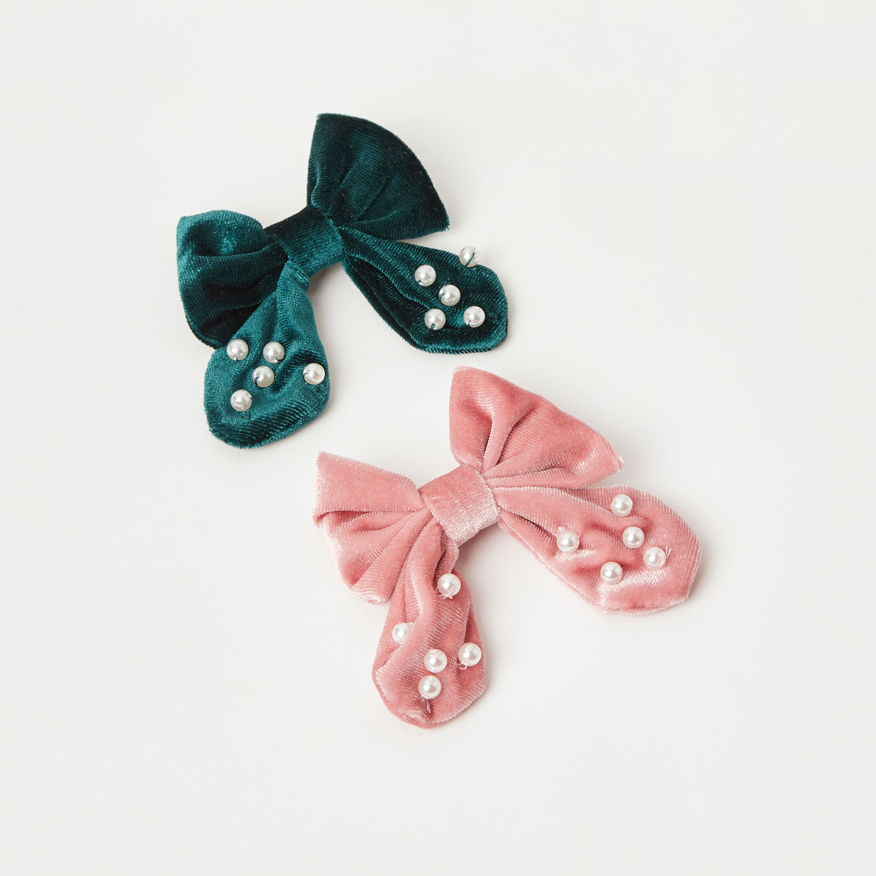 Charmz Pearl Embellished Bow Hair Clip - Set of 2-girls-accessories-hairaccessories-image-1