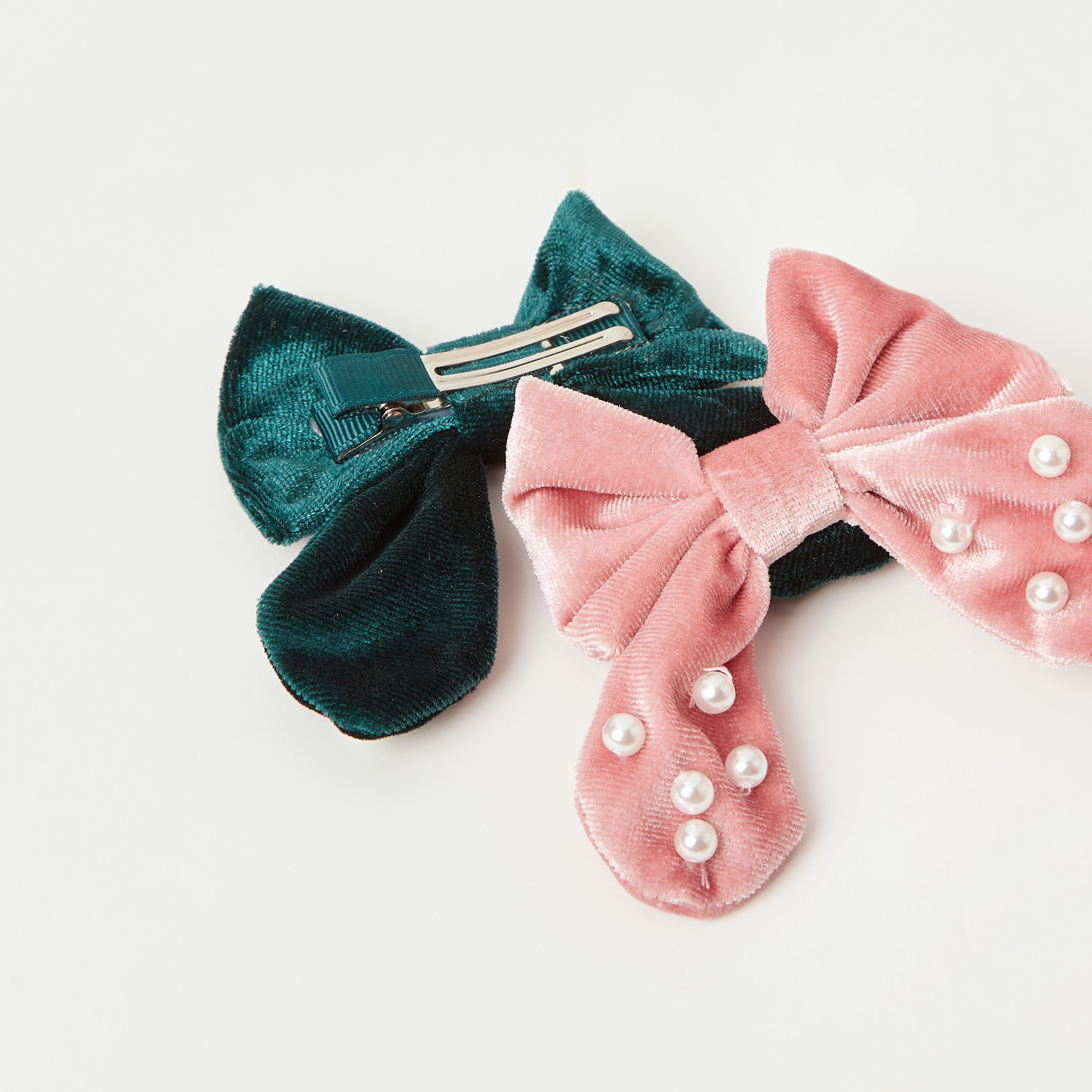 Charmz Pearl Embellished Bow Hair Clip - Set of 2-girls-accessories-hairaccessories-image-4