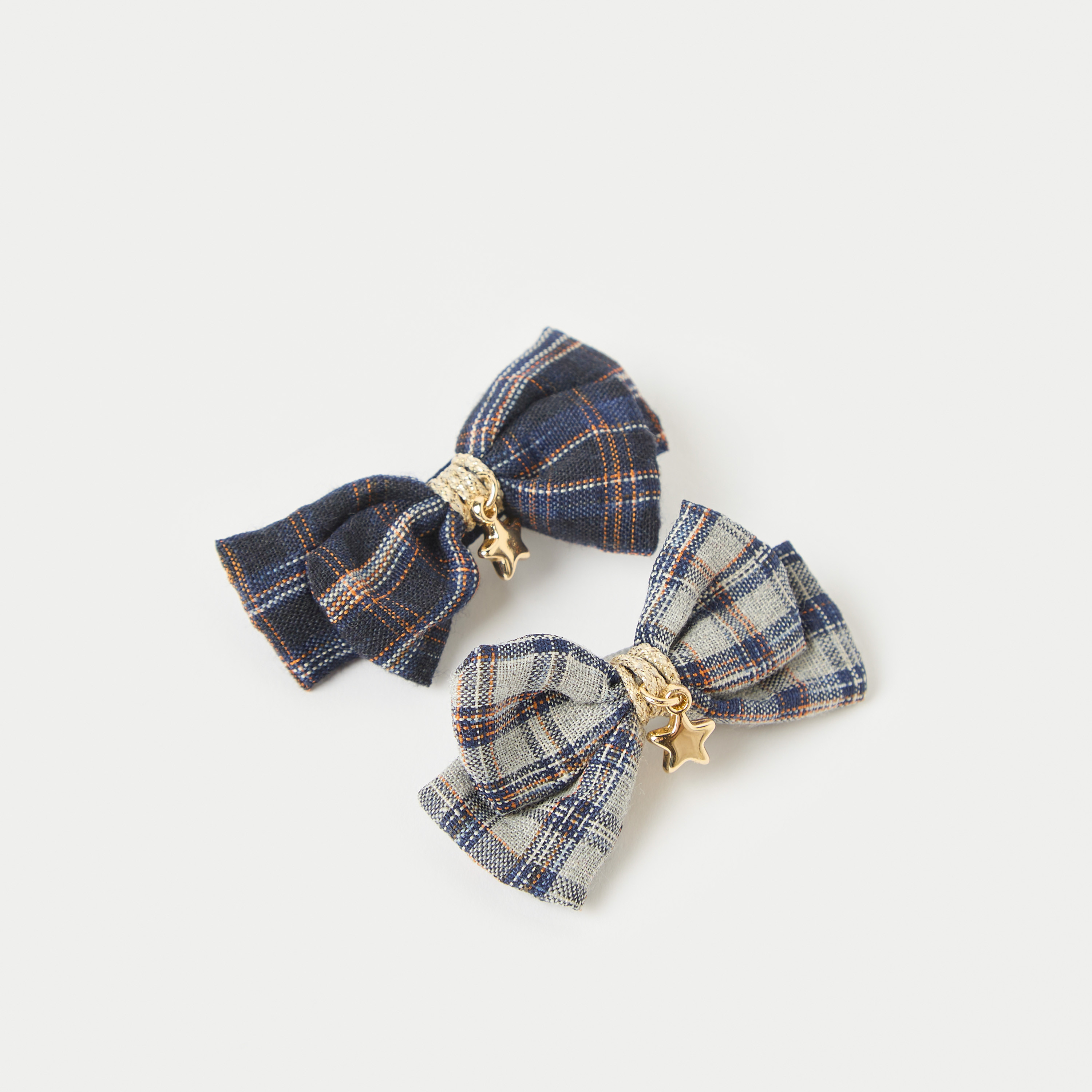 مشابك شعر فيونكة مربعات من تشارمز - طقم من قطعتين-girls-accessories-hairaccessories-image-1