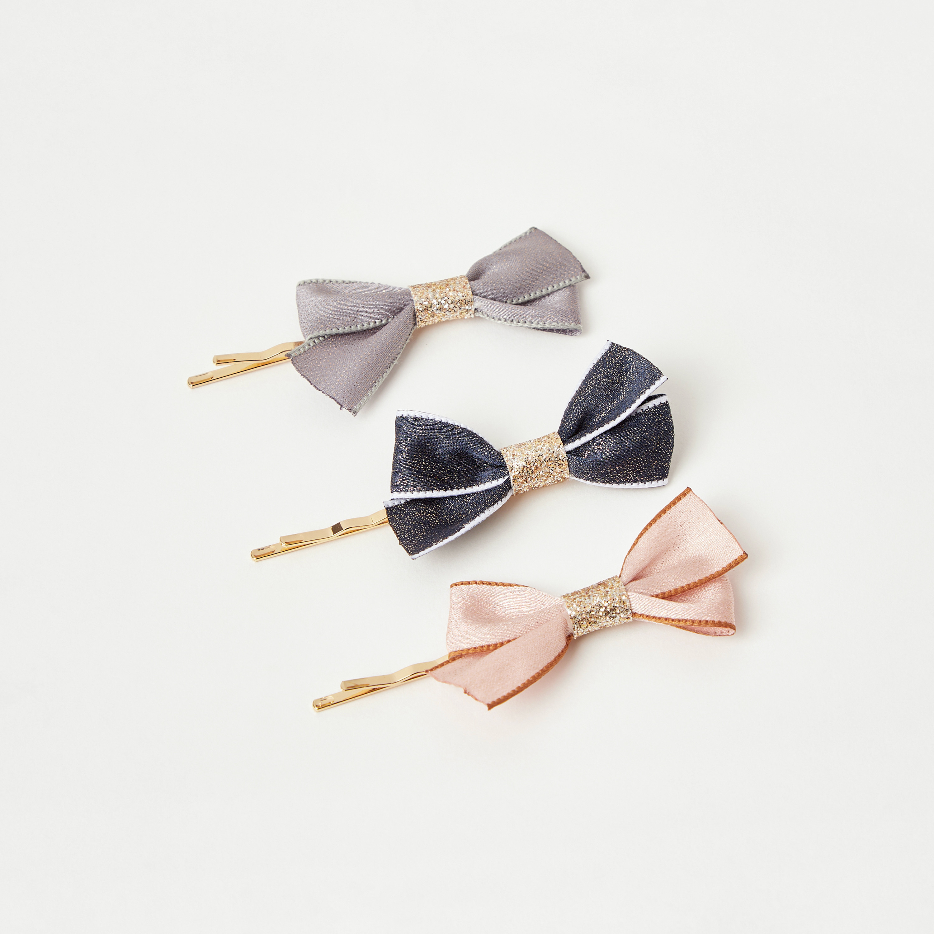 دبابيس شعر بزخارف فيونكة من تشارمز - طقم 3 قطع-girls-accessories-hairaccessories-image-1