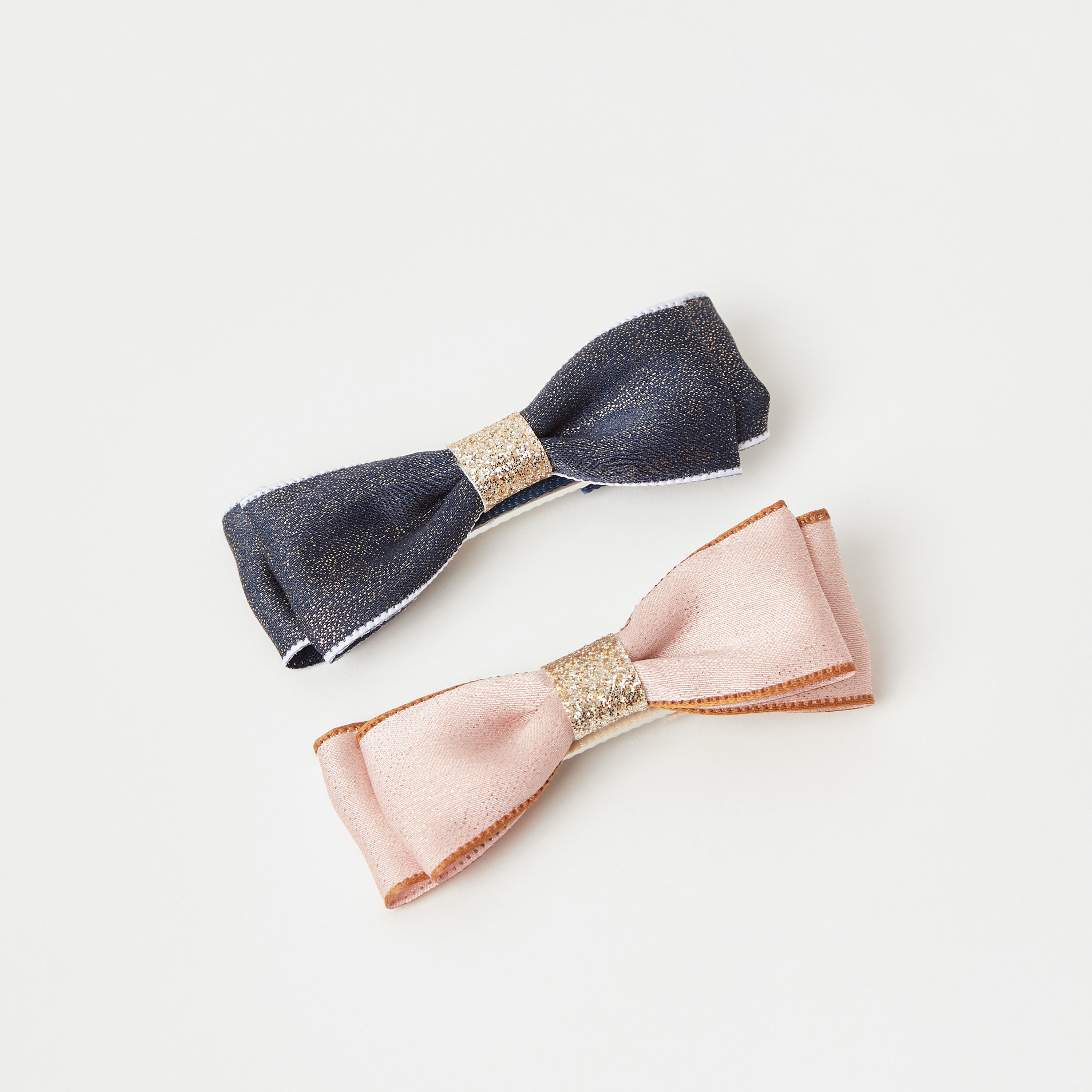 مشابك شعر بارزة الملمس بتصميم فيونكة من تشارمز - طقم من قطعتين-girls-accessories-hairaccessories-image-1