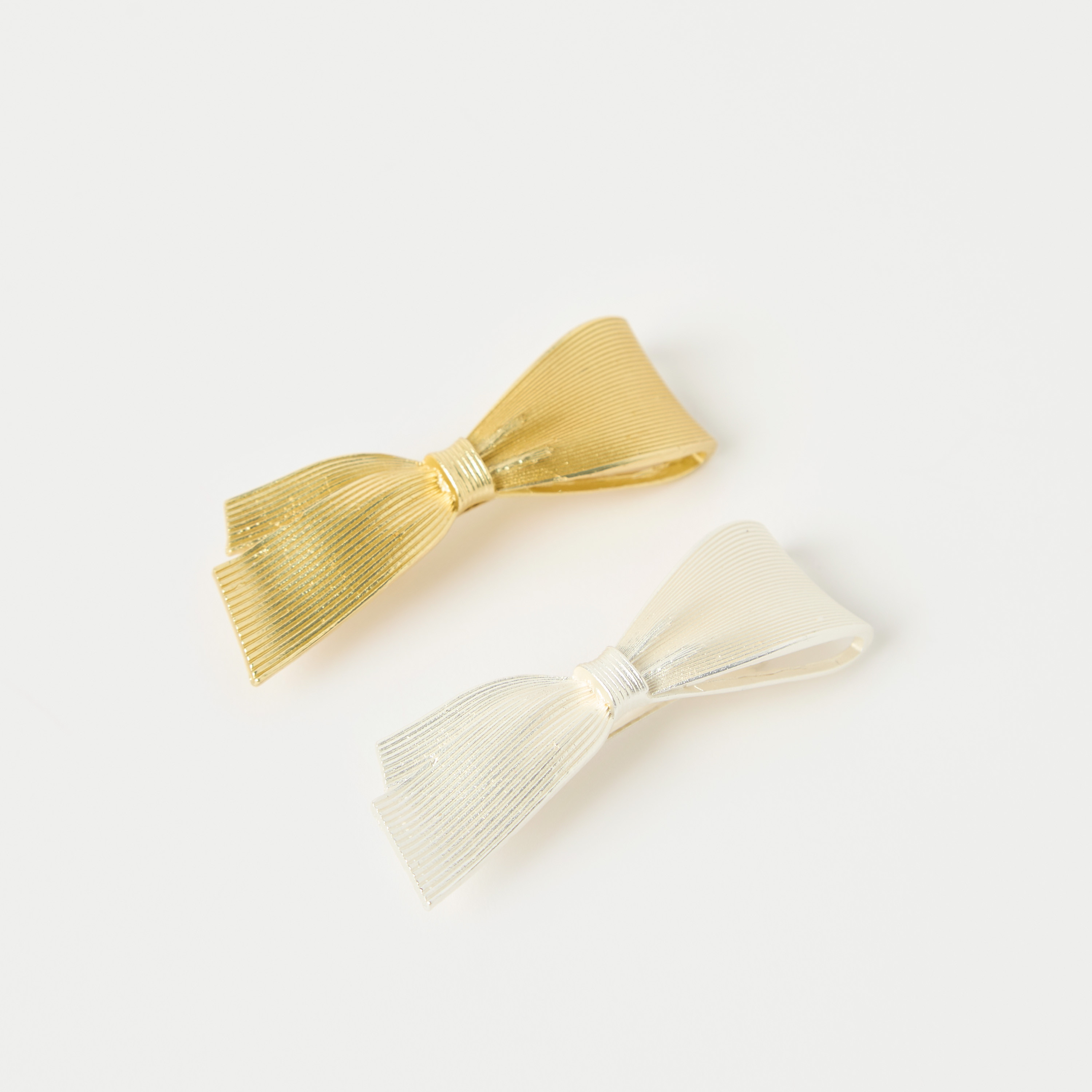 Charmz Textured Bow Shaped Barrette Hair Clip - Set of 2-girls-accessories-hairaccessories-image-1
